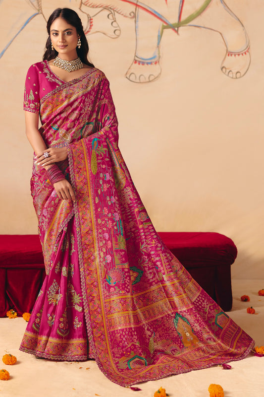 Pink Zari Work Dola Silk Saree With Embroidery-SAR12069_1_SareeButa.com