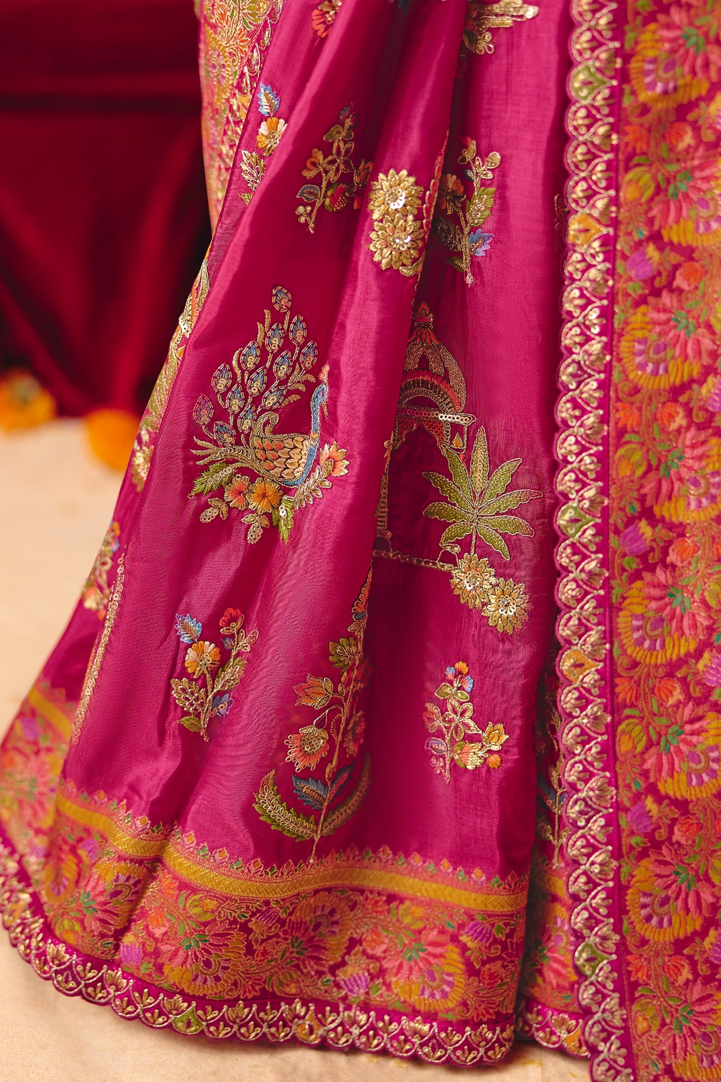 Pink Zari Work Dola Silk Saree With Embroidery-SAR12069_4_SareeButa.com