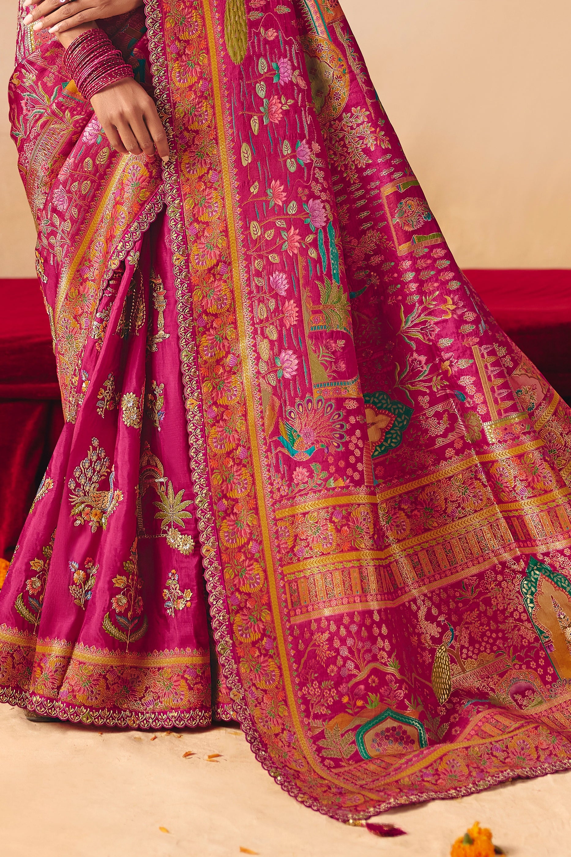 Pink Zari Work Dola Silk Saree With Embroidery-SAR12069_5_SareeButa.com