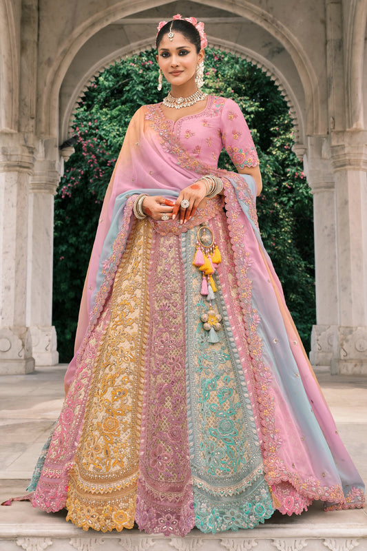 Pink and Blue Semi-Stitched Embroidered Silk Lehenga-SAR10434_1_SareeButa.com
