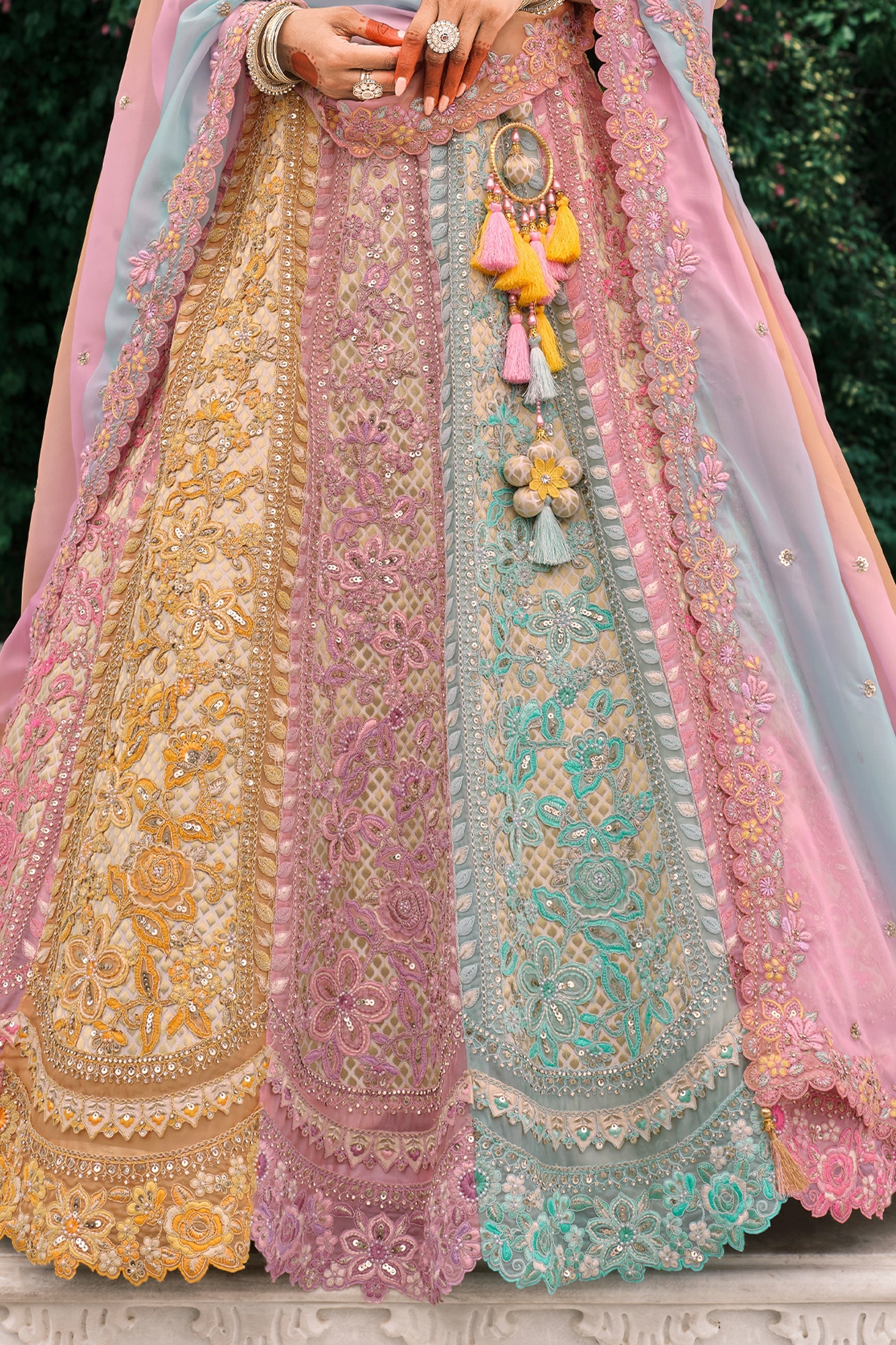 Pink and Blue Semi-Stitched Embroidered Silk Lehenga-SAR10434_4_SareeButa.com