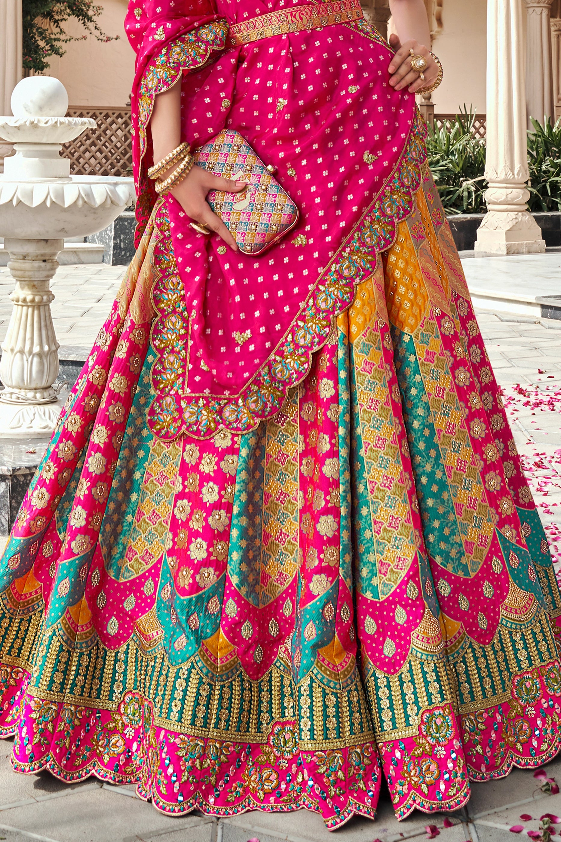 pink-and-yellow-semi-stitched-banarasi-silk-lehenga-sar10446_5_Sareebuta.com