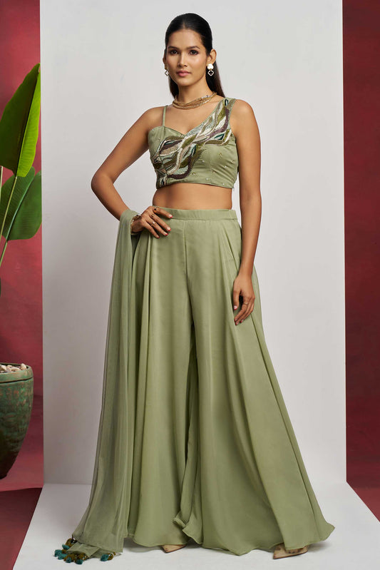 Pista Georgette Crop Top and Sharara Set-SS477_1_SareeButa.com