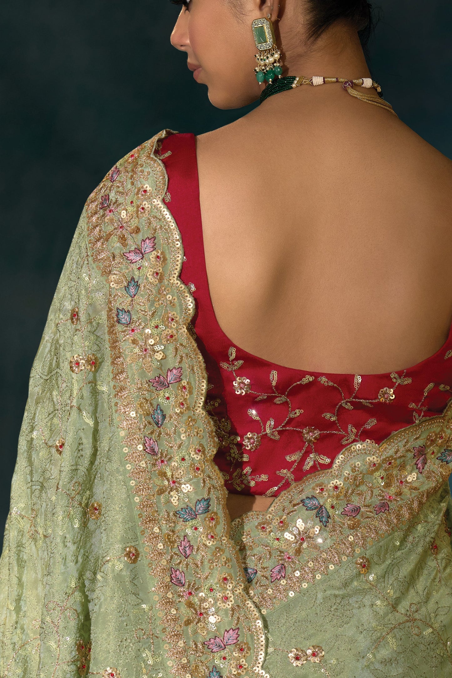 Pista Green Embroidered Banarasi Silk Saree-SAR10389_3_SareeButa.com