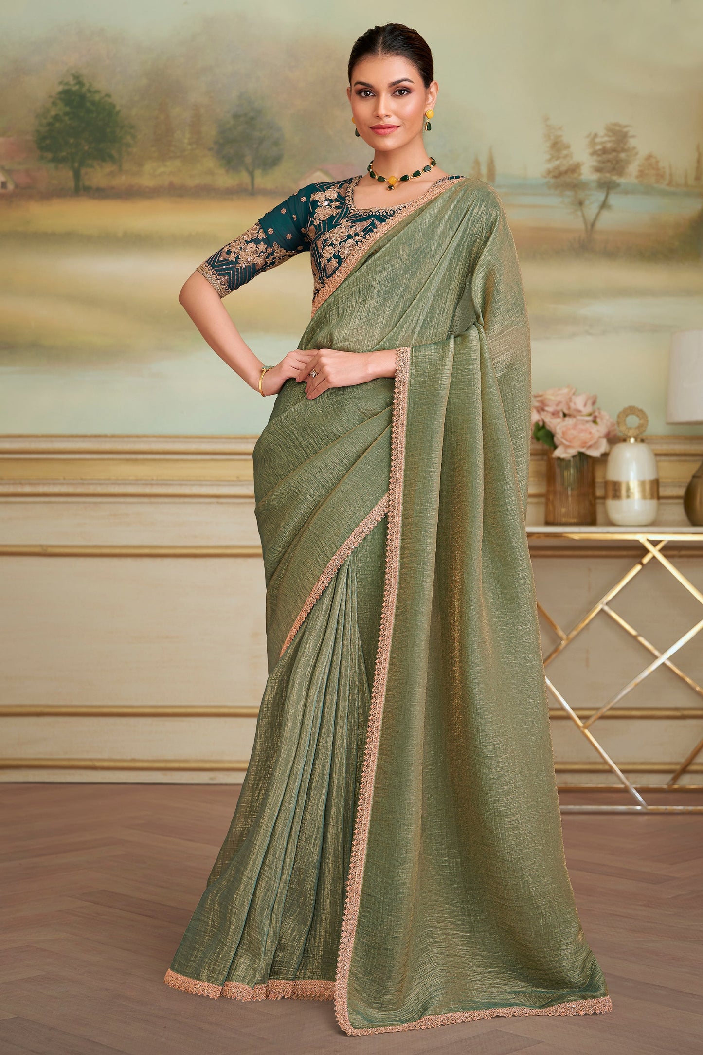 Pista Green Embroidered Georgette Saree-SAR10844_1_SareeButa.com