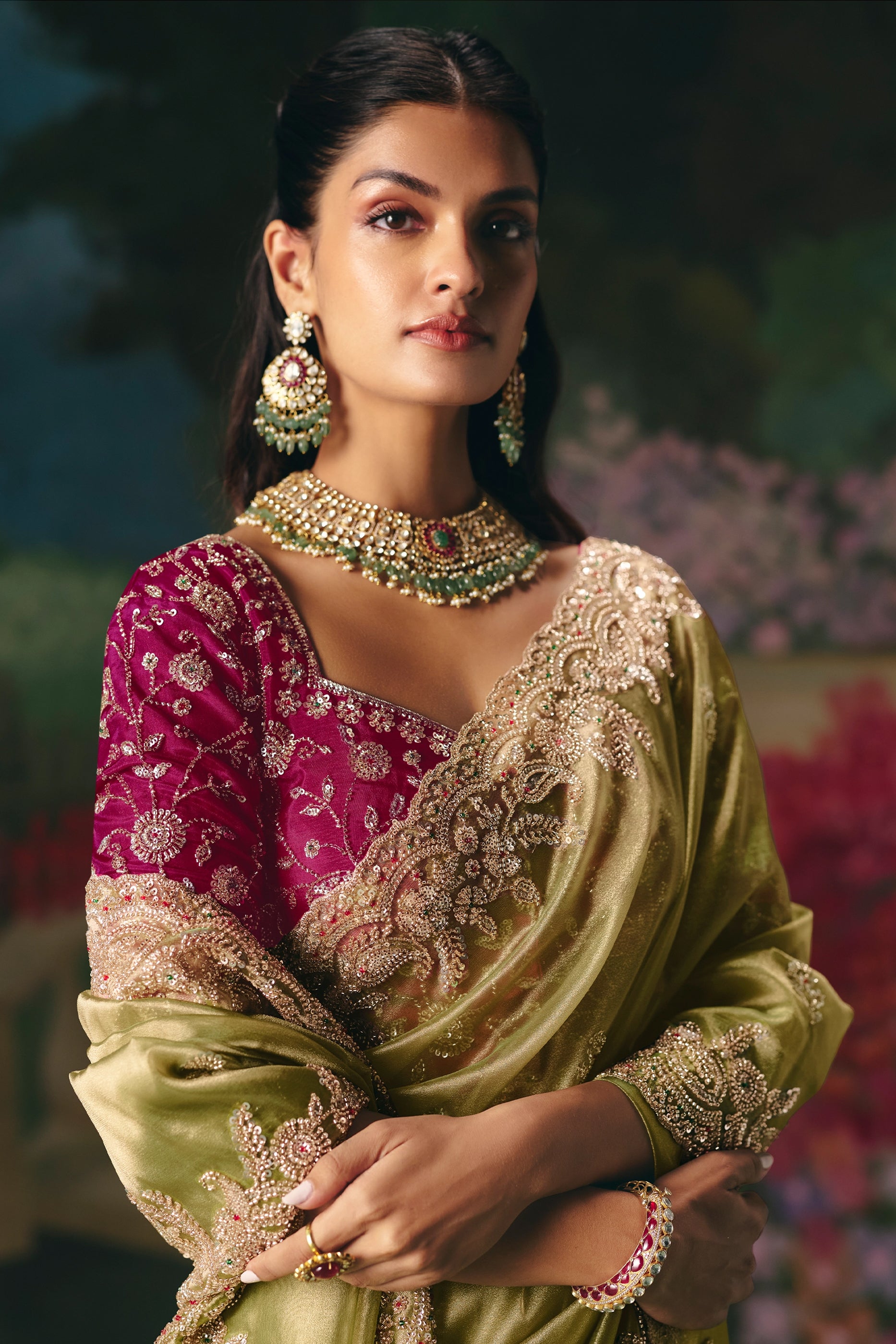 Pista Green Embroidered Organza Saree-SAR12017_2_SareeButa.com