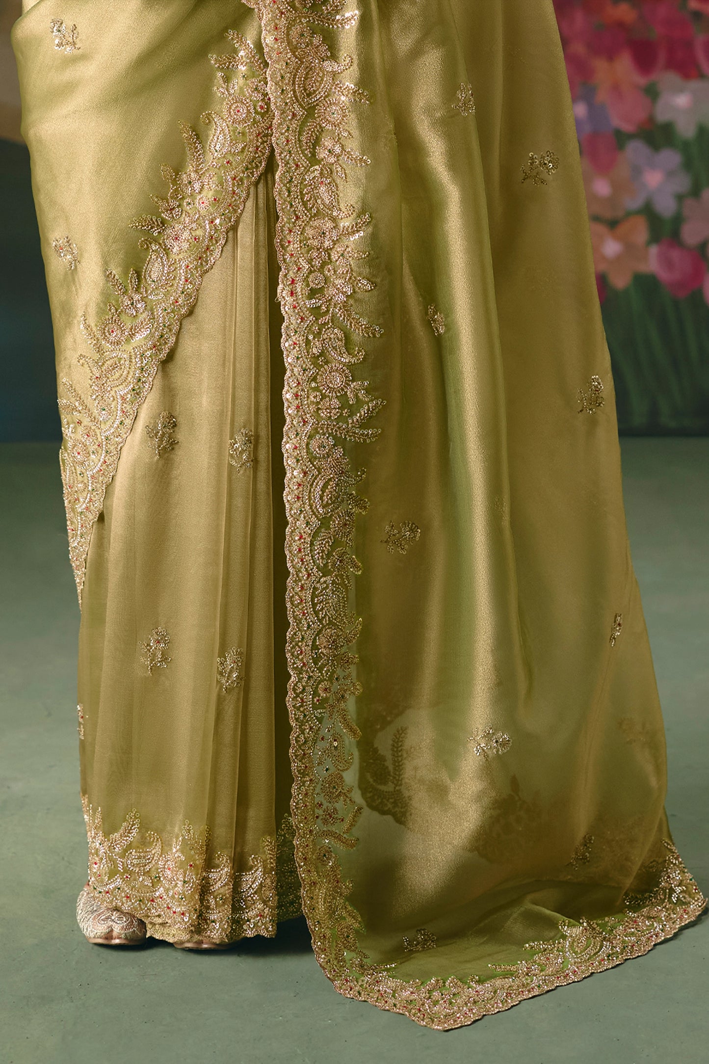 Pista Green Embroidered Organza Saree-SAR12017_5_SareeButa.com