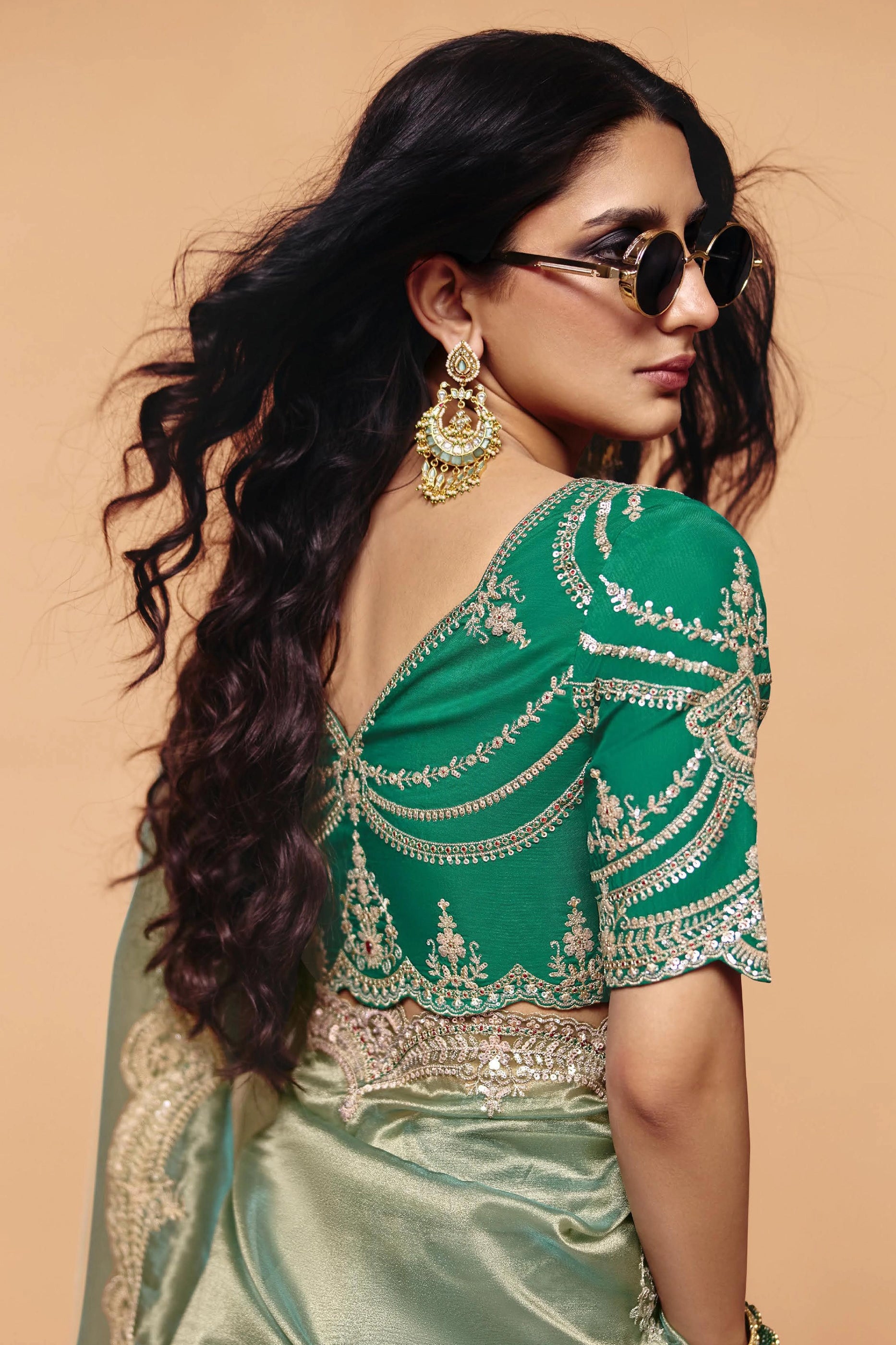 Pista Green Embroidered Organza Saree-SAR12266_3_SareeButa.com