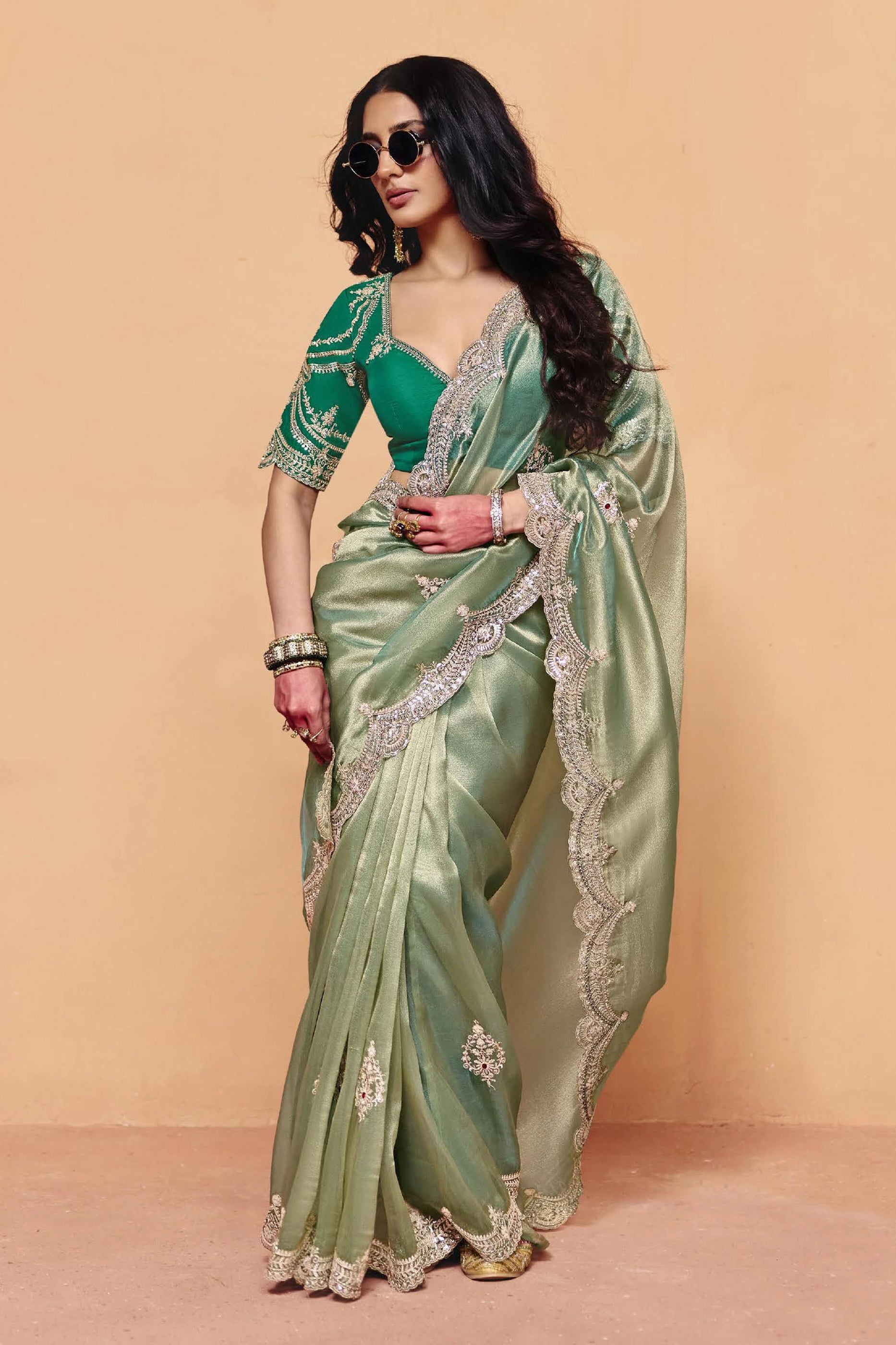 Pista Green Embroidered Organza Saree-SAR12266_4_SareeButa.com