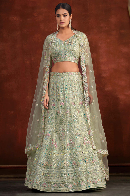 Pista Green Embroidered Semi-Stitched Net Lehenga-SAR10344_1_SareeButa.com