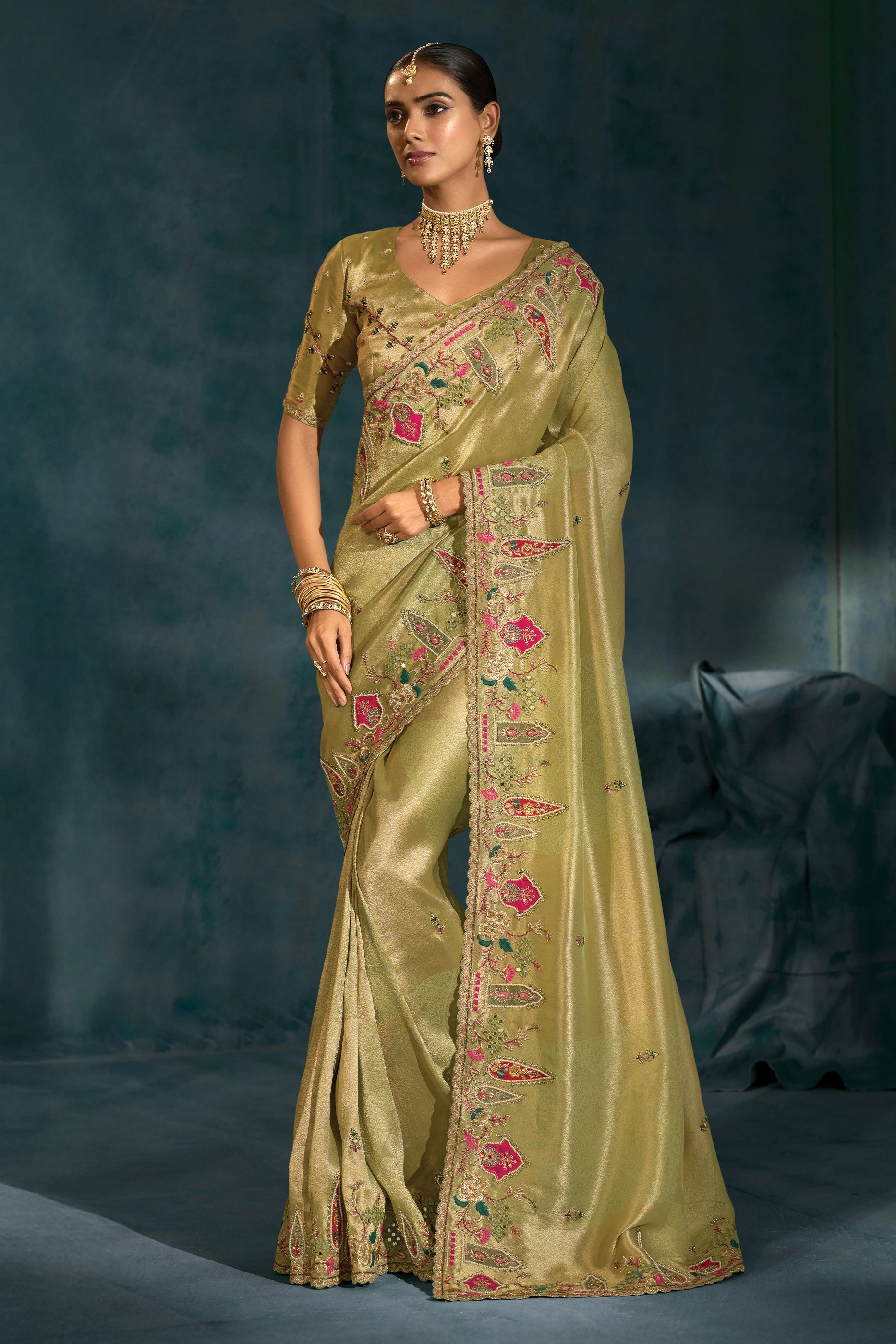 Pista Green Embroidered Silk Saree-SAR10397_1_SareeButa.com