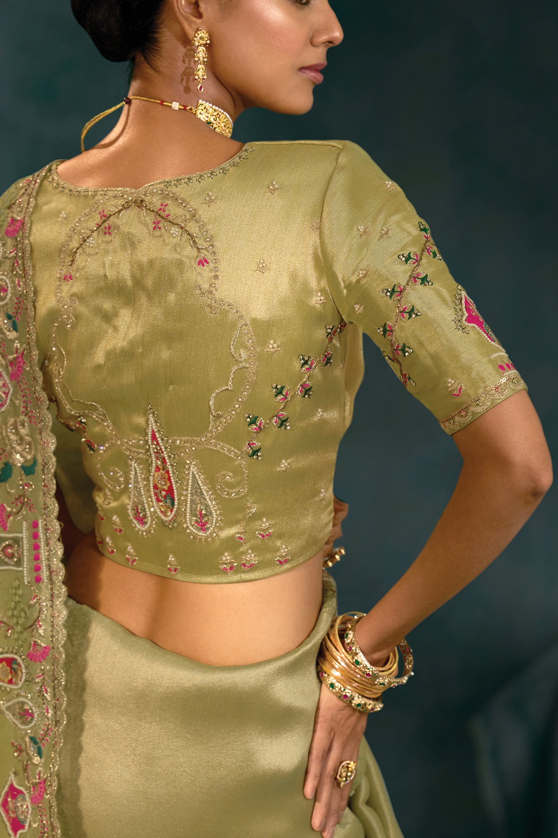 Pista Green Embroidered Silk Saree-SAR10397_3_SareeButa.com