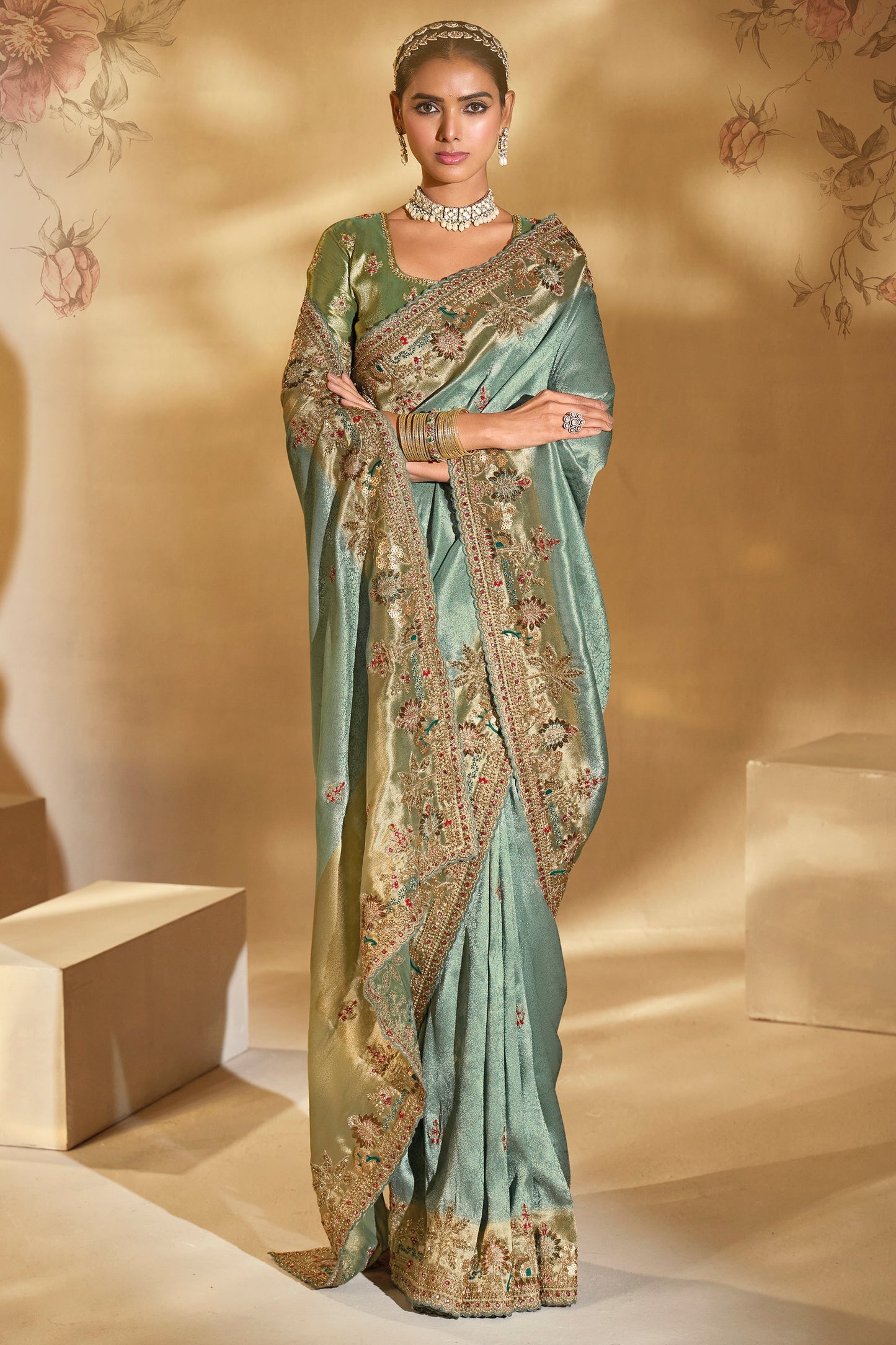 Pista Green Embroidered Silk Saree-SAR10617_4_SareeButa.com
