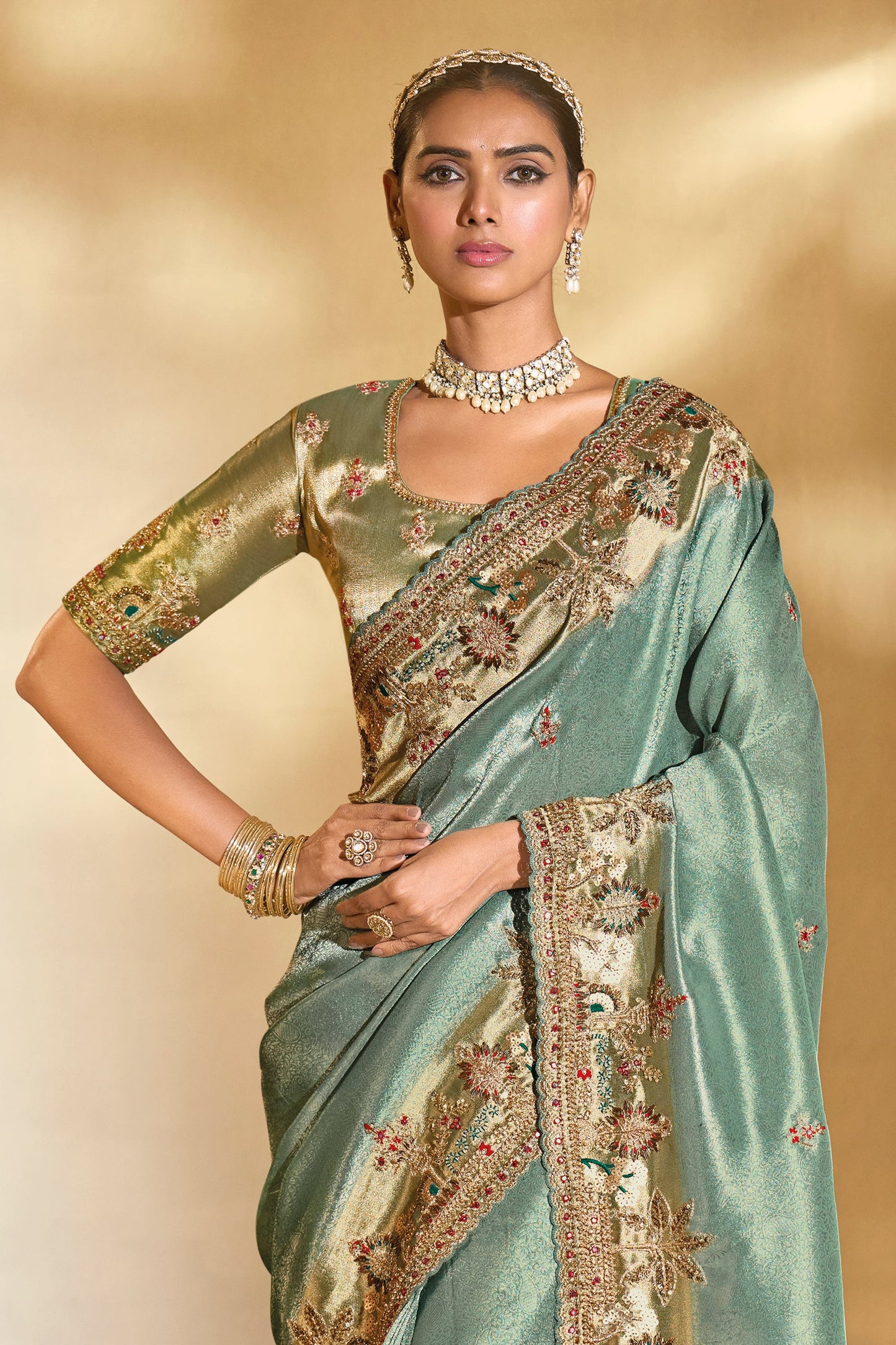 Pista Green Embroidered Silk Saree-SAR10617_5_SareeButa.com