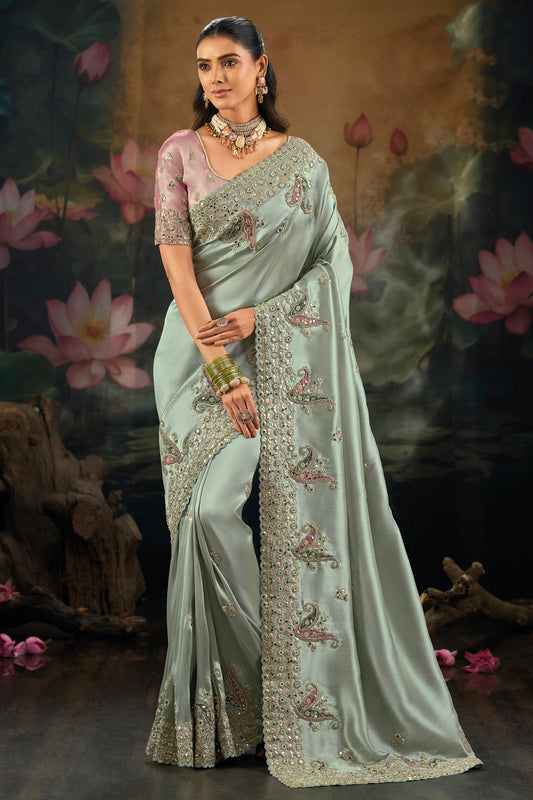 Pista Green Embroidered Silk Saree-SAR12290_1_SareeButa.com