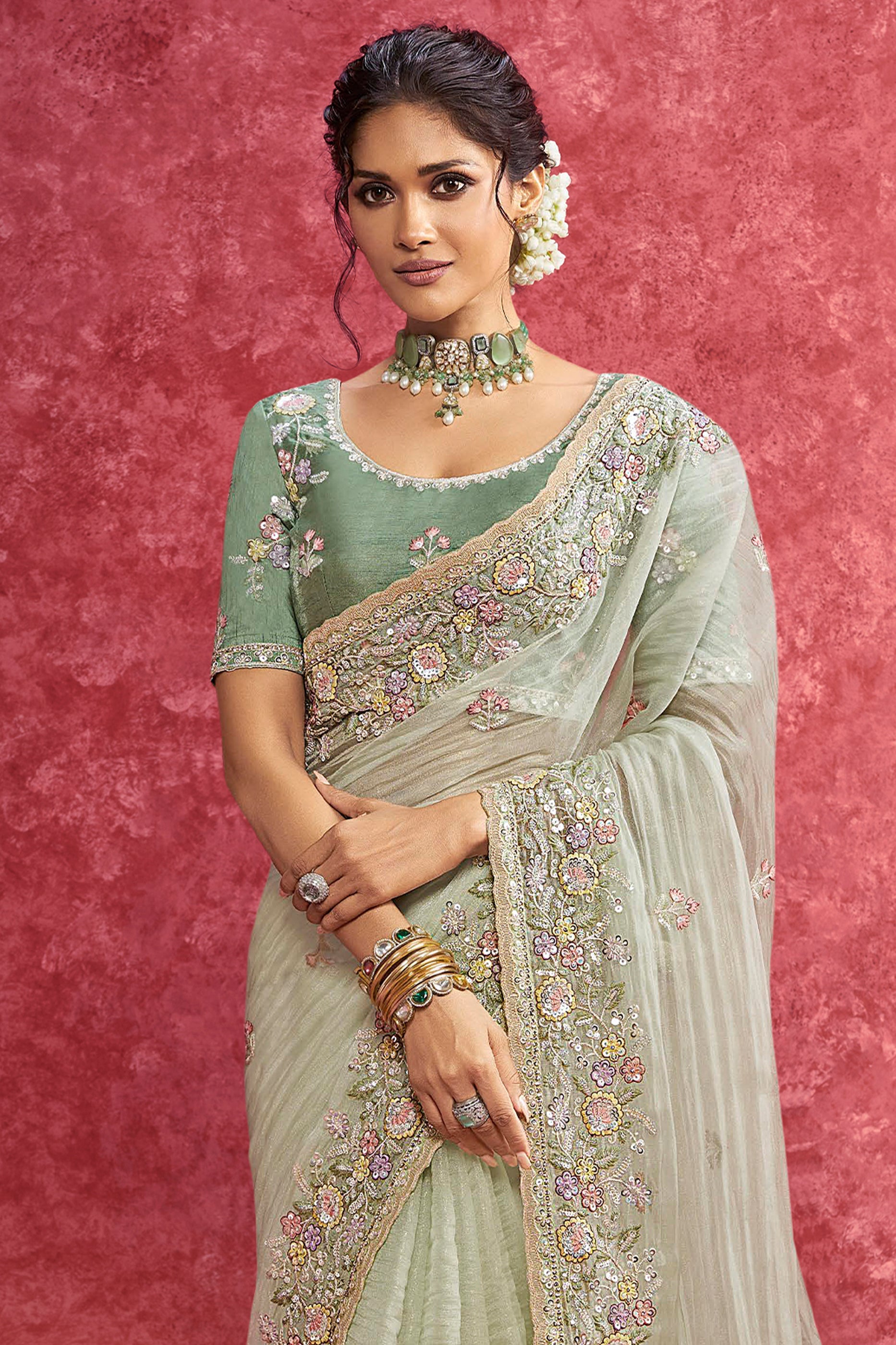 Pista Green Embroidered Silk Saree-SAR10282_3_SareeButa.com