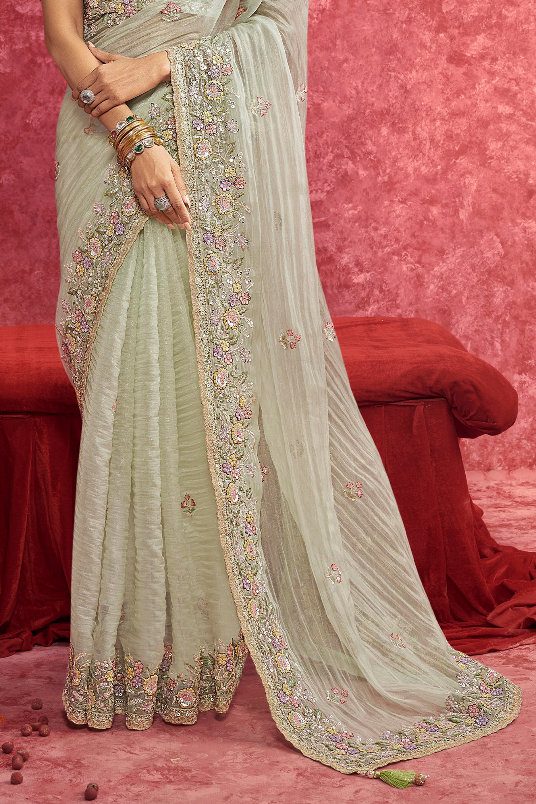 Pista Green Embroidered Silk Saree-SAR10282_4_SareeButa.com