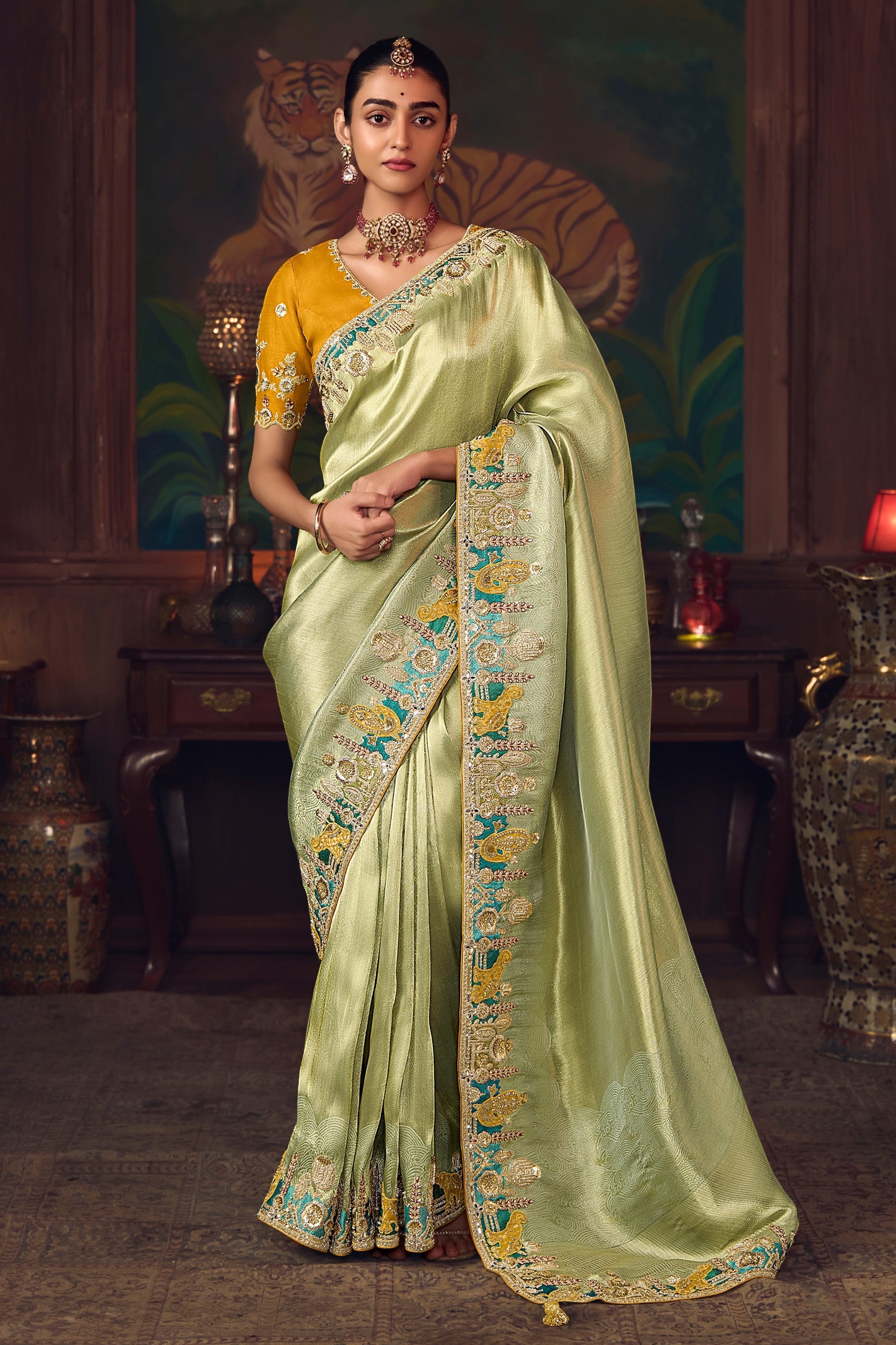 Pista Green Heavy Work Silk Saree-SAR10989_1_SareeButa.com