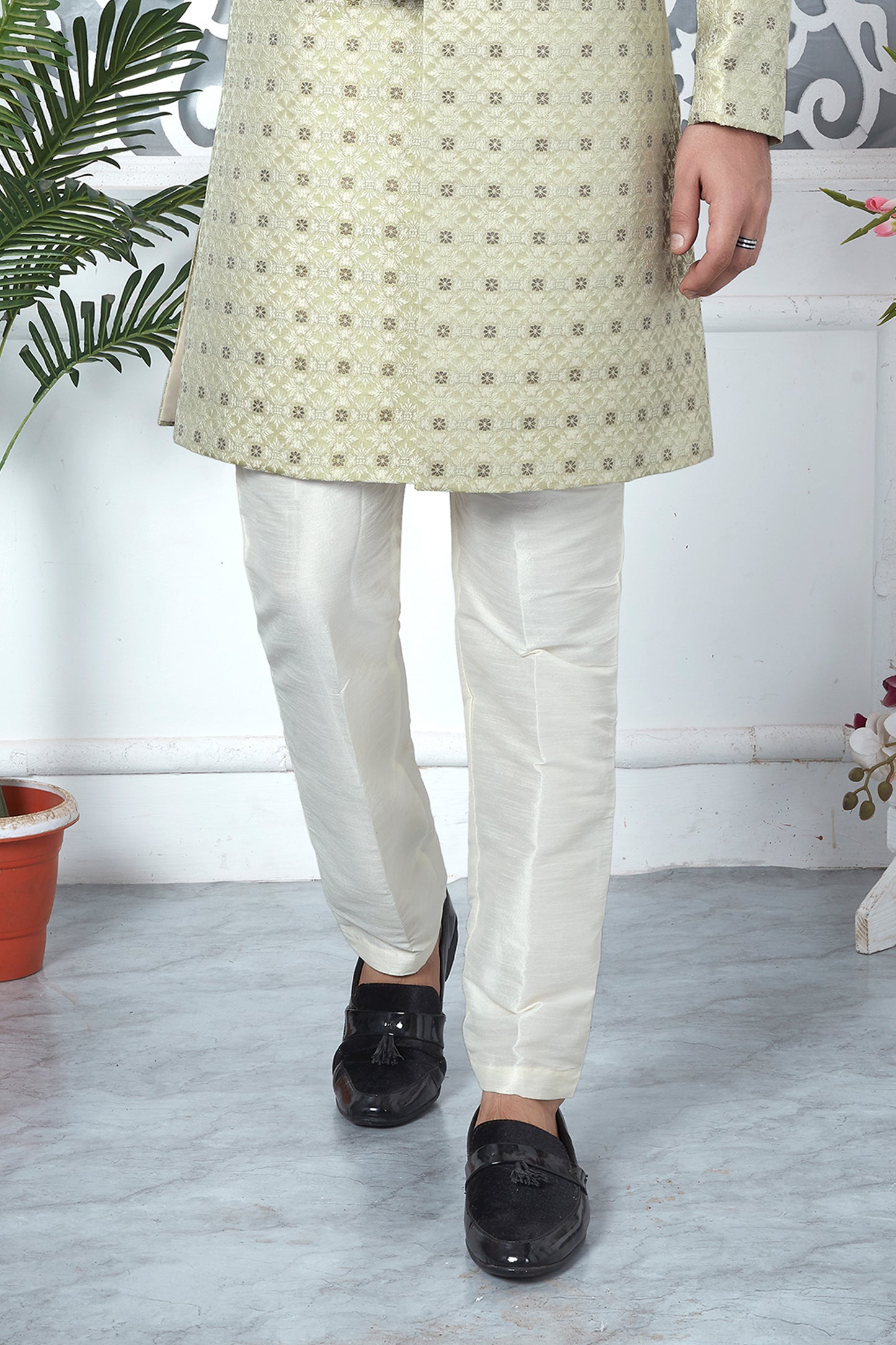 Pista Green Jacquard Silk Kurta Pajama-SAR11420_5_SareeButa.com