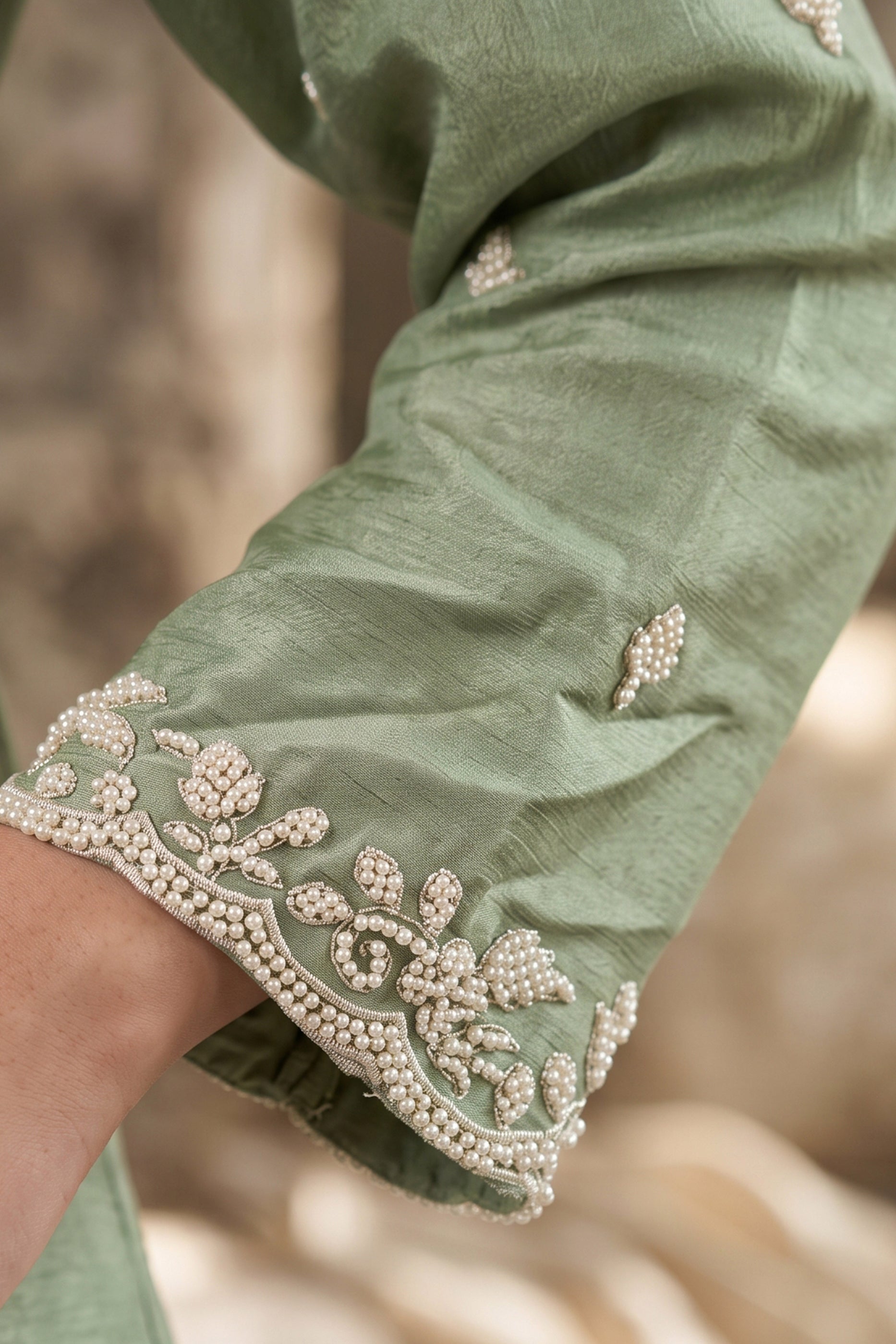 Pista Green Readymade Bead Work Chinon Suit-SAR12980_4_SareeButa.com