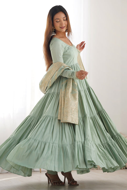 Pista Green Readymade Chanderi Silk Anarkali Suit-SS479_1_SareeButa.com