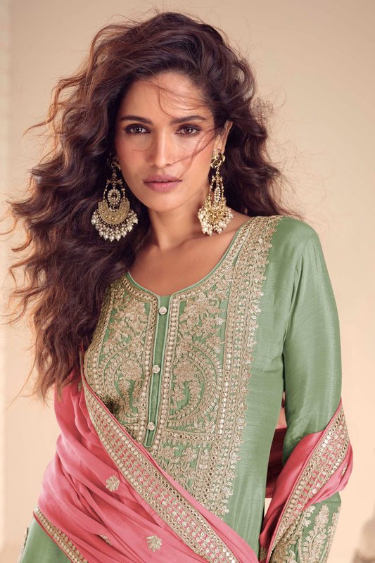 Pista Green Readymade Embroidered Chinon Suit-SAR12151_2_SareeButa.com