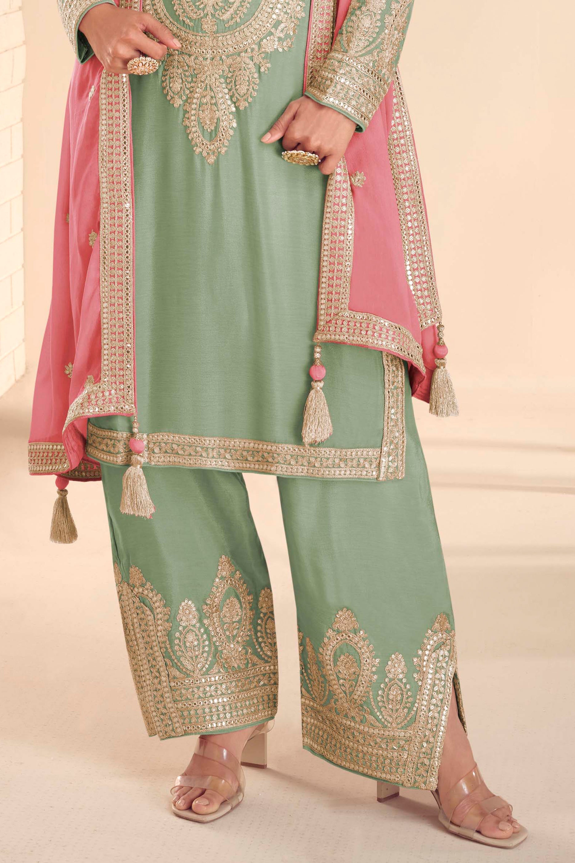 Pista Green Readymade Embroidered Chinon Suit-SAR12151_4_SareeButa.com