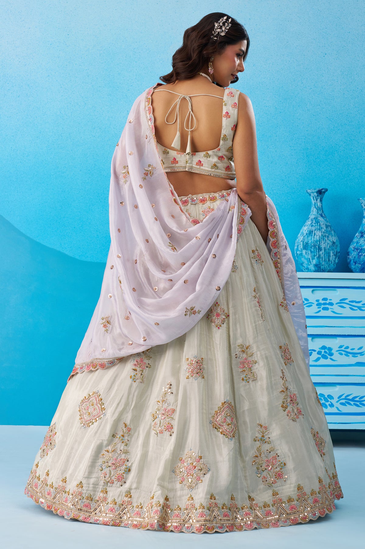 Pista Green Semi Stitched Embroidered Tissue Lehenga-SAR12845_6_SareeButa.com
