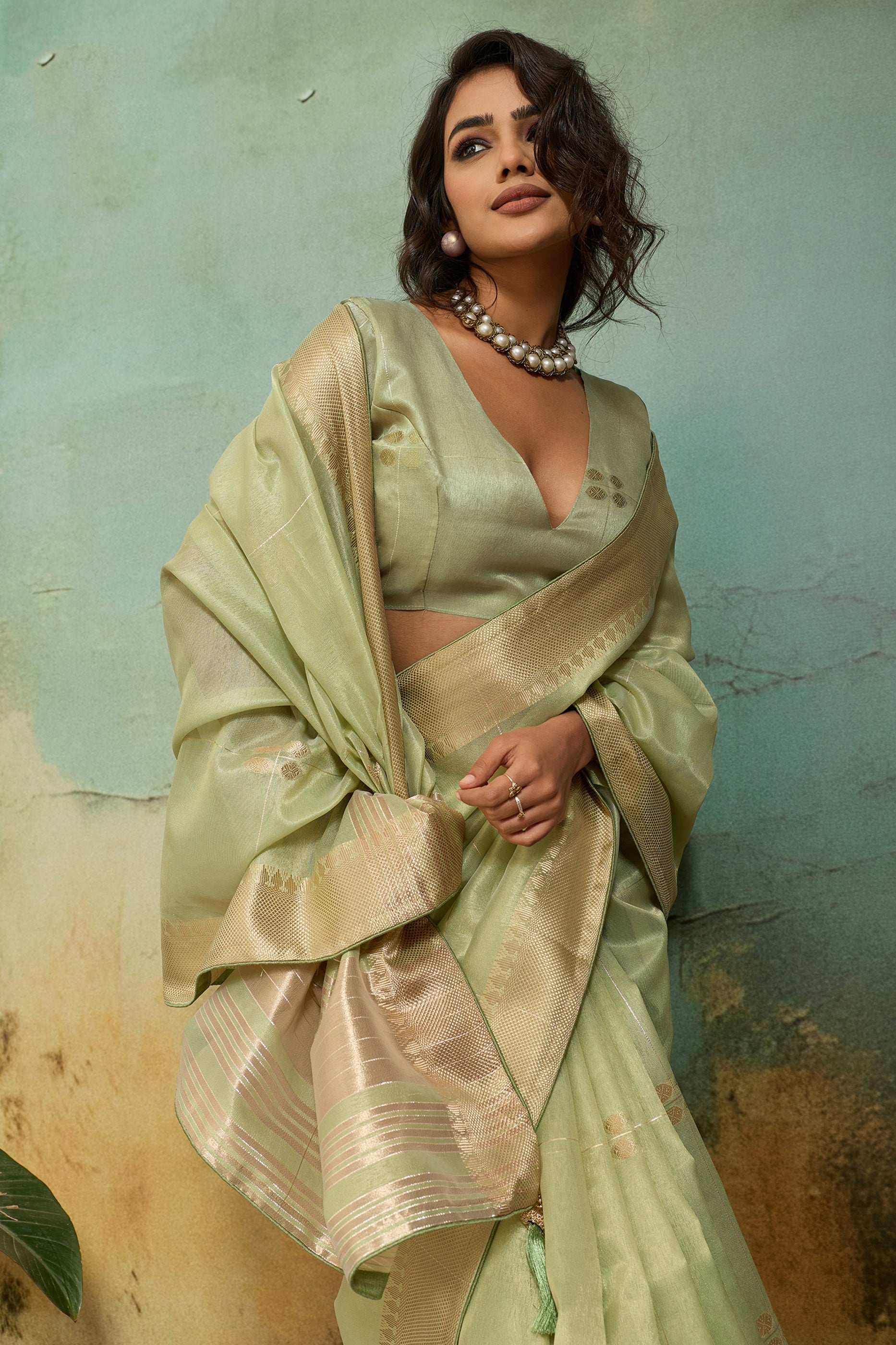 Pista Green Tissue Linen Saree-SAR12546_3_SareeButa.com