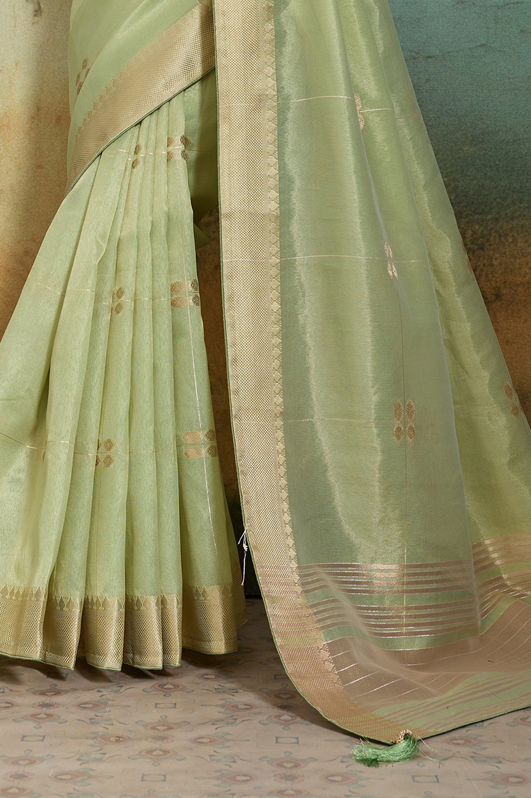 Pista Green Tissue Linen Saree-SAR12546_5_SareeButa.com