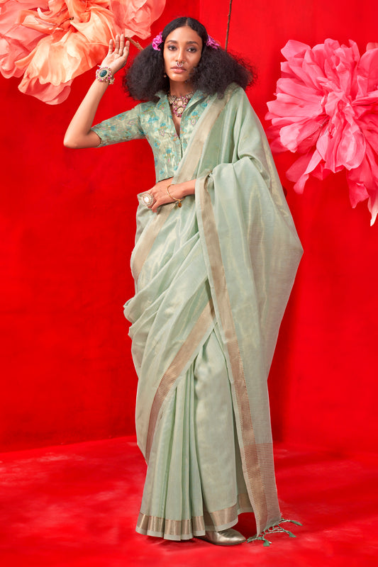 Pista Green Woven Tissue Silk Saree-SAR12397_1_SareeButa.com