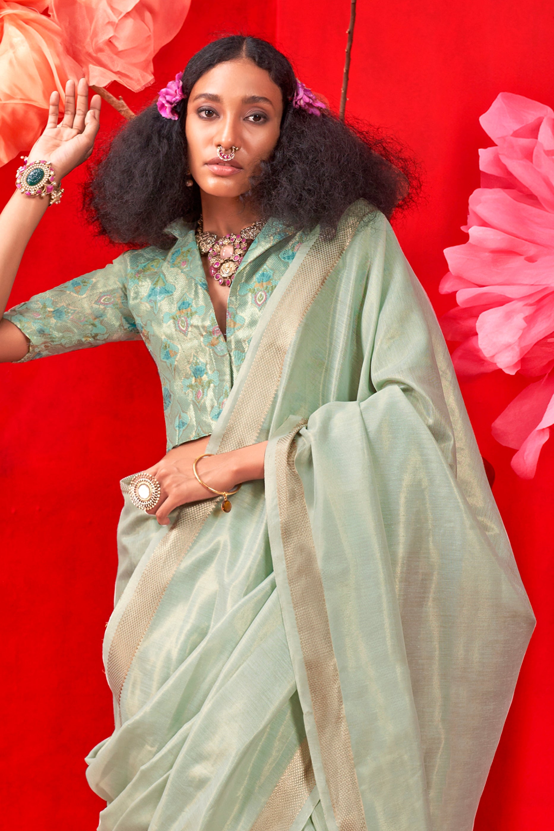 Pista Green Woven Tissue Silk Saree-SAR12397_3_SareeButa.com