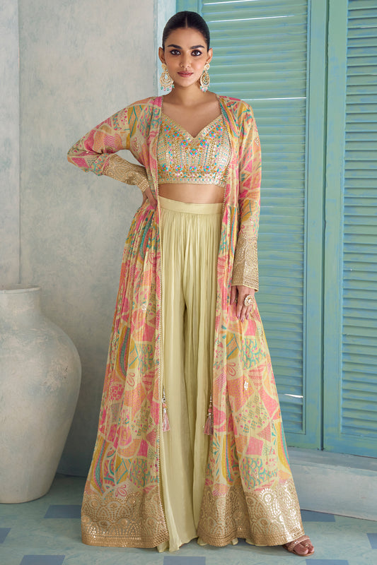 Pista Readymade Embroidered Palazzo Set With Long Shrug-SAR13119_1_SareeButa.com
