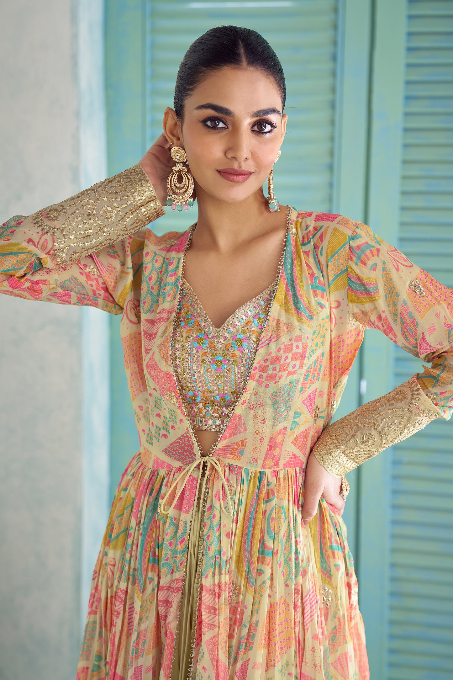Pista Readymade Embroidered Palazzo Set With Long Shrug-SAR13119_3_SareeButa.com