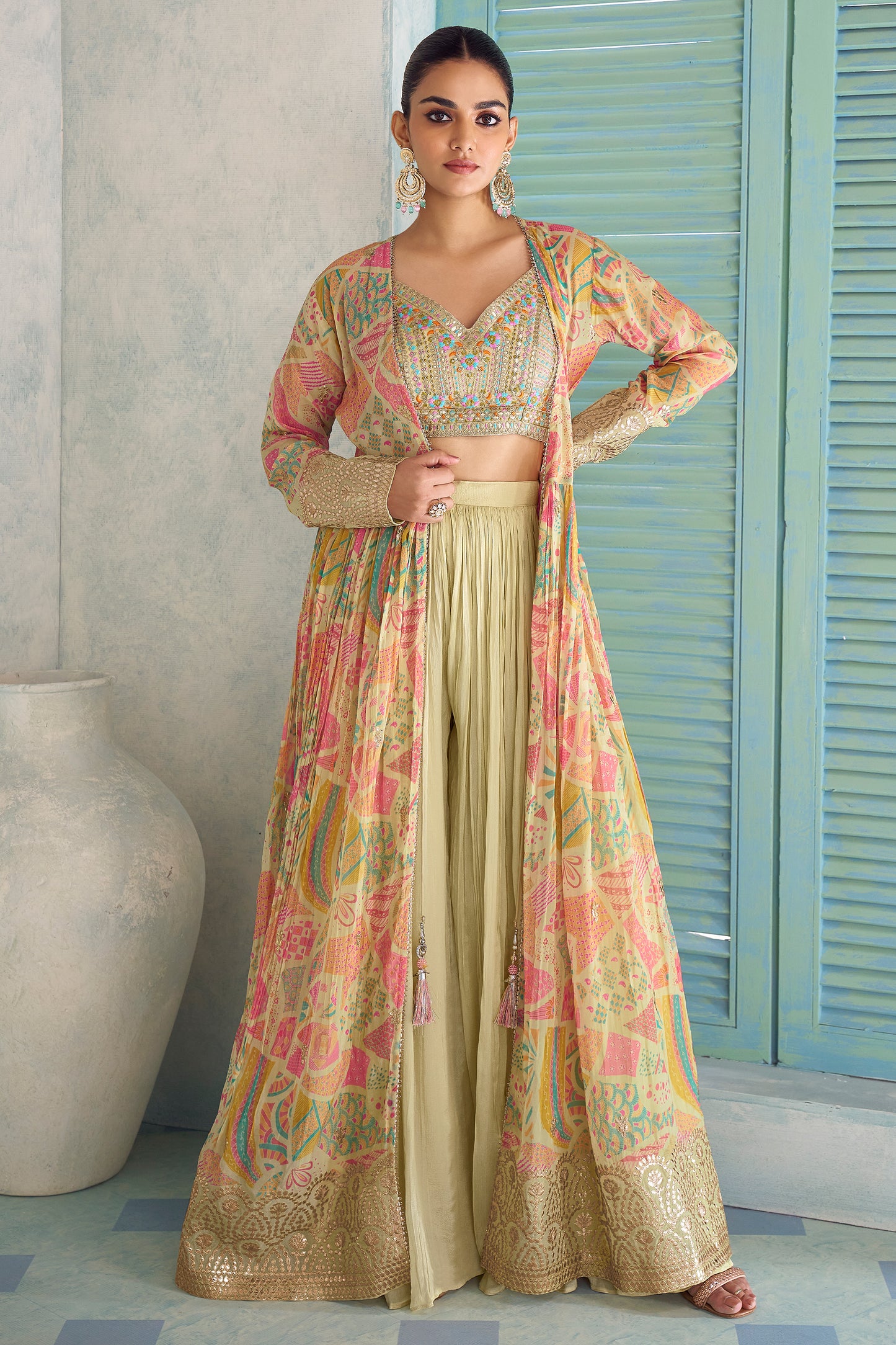 Pista Readymade Embroidered Palazzo Set With Long Shrug-SAR13119_4_SareeButa.com