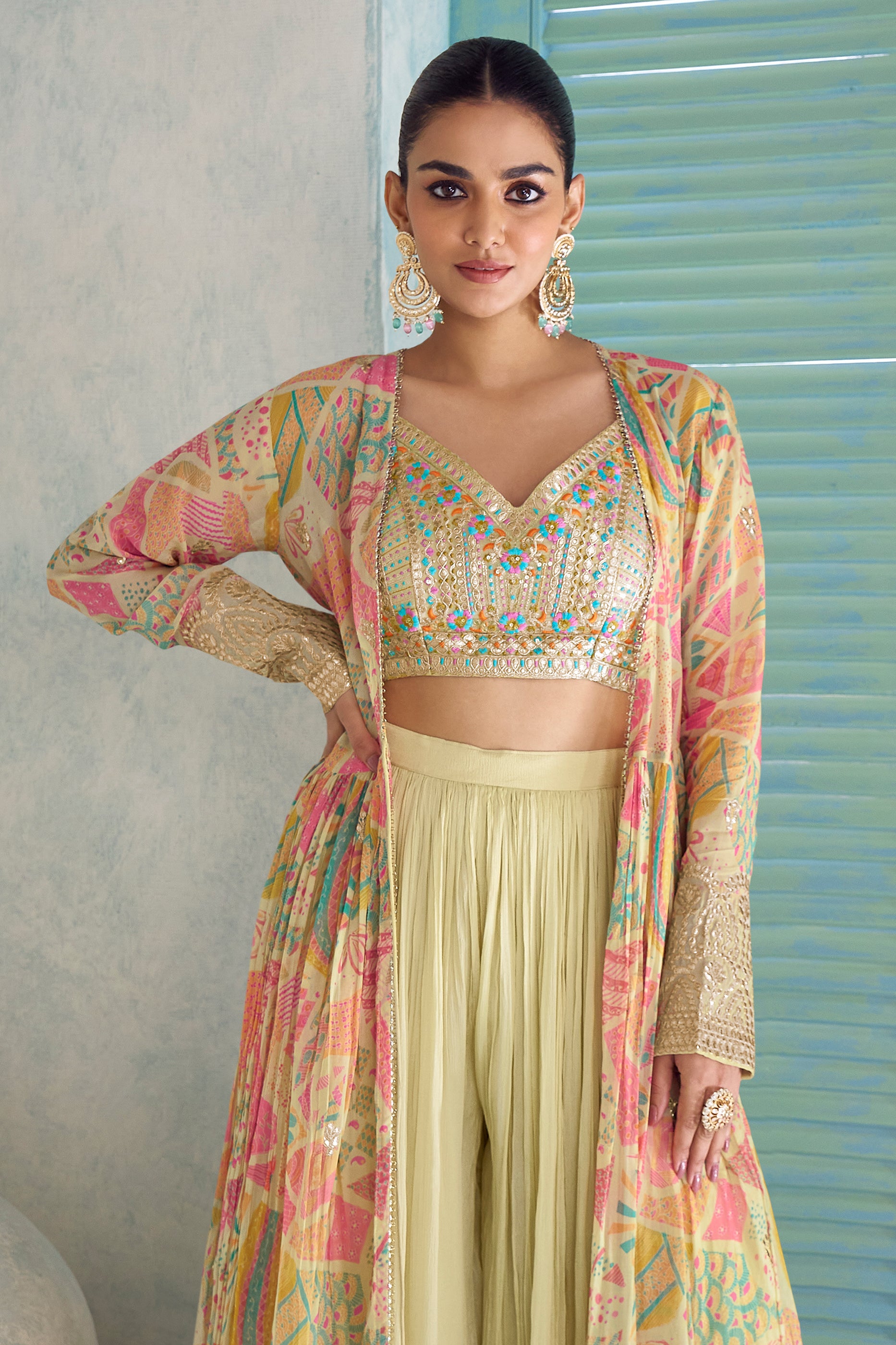 Pista Readymade Embroidered Palazzo Set With Long Shrug-SAR13119_5_SareeButa.com