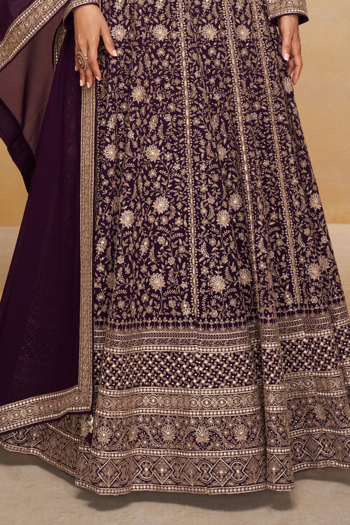 Plum Purple Readymade Georgette Gown with Dupatta-SAR13327_4_SareeButa.com