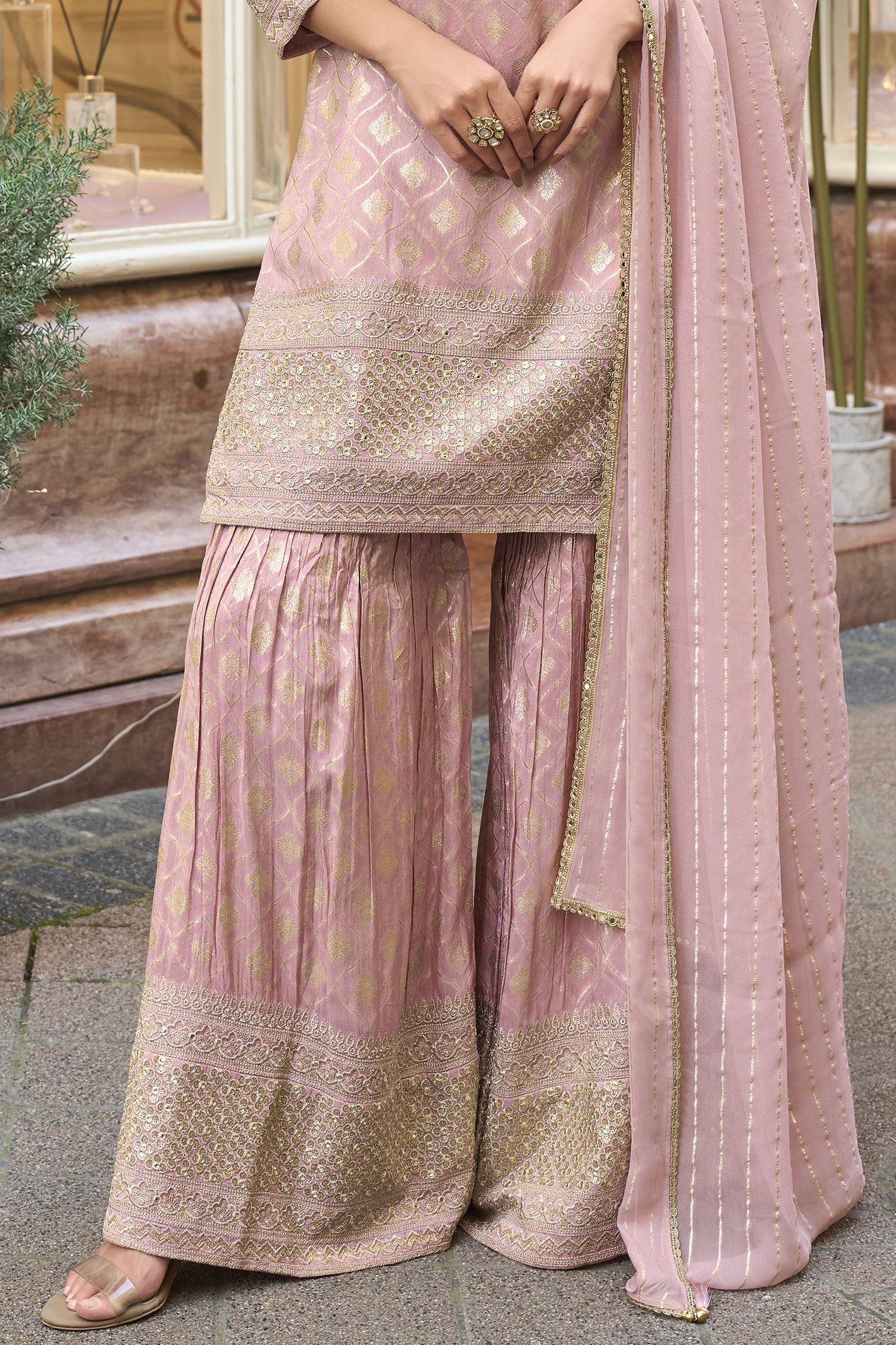 Powder Pink Readymade Embroidered Viscose Silk Sharara Suit-SS933_5_SareeButa.com