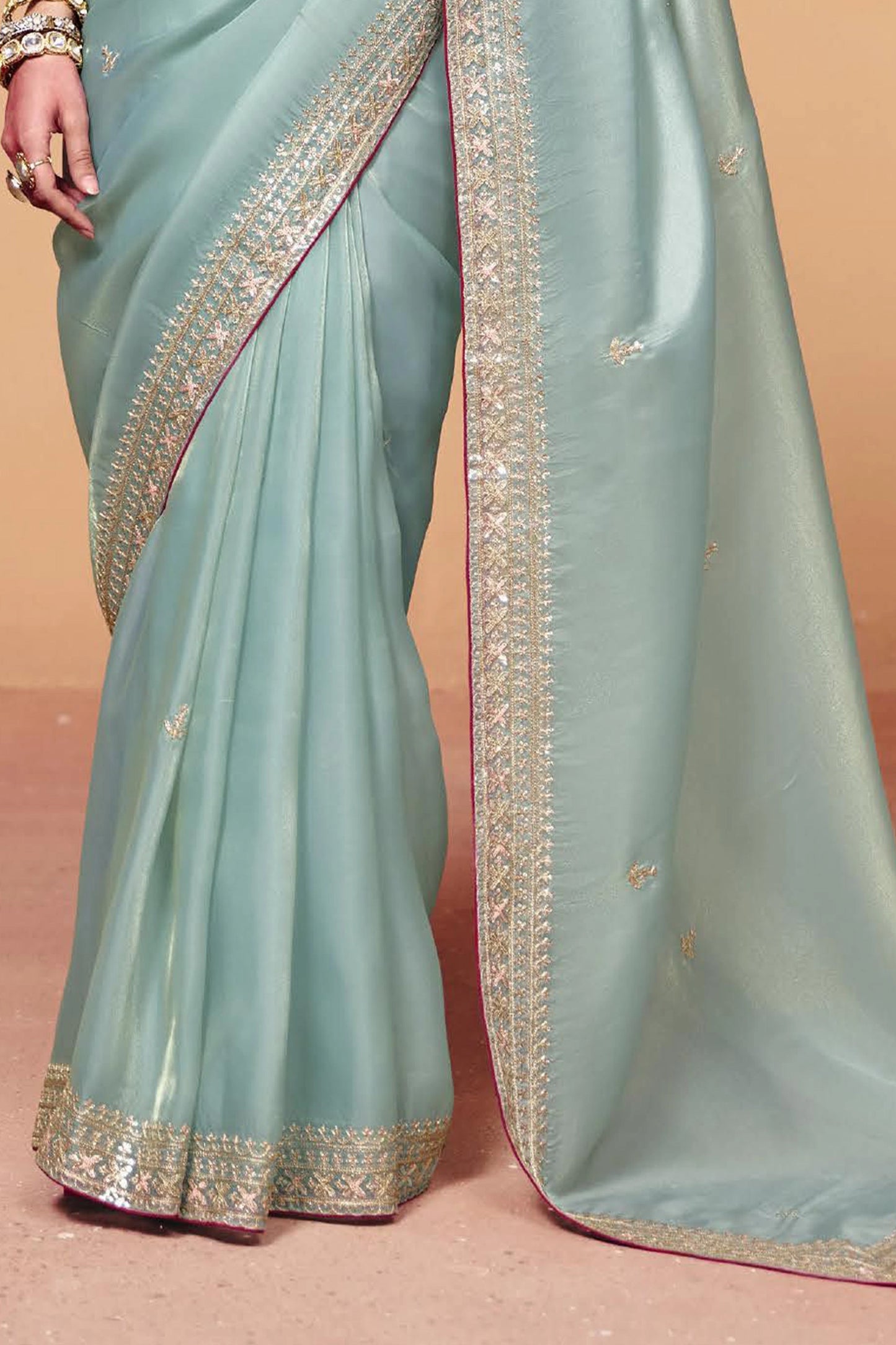 Powder Blue Embroidered Organza Saree-SAR12271_5_SareeButa.com