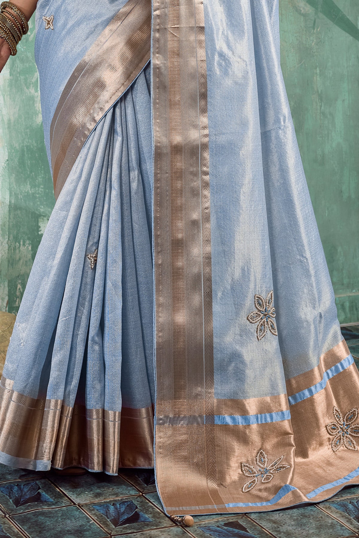 Powder Blue Embroidered Tissue Cotton Saree-SAR12940_6_SareeButa.com