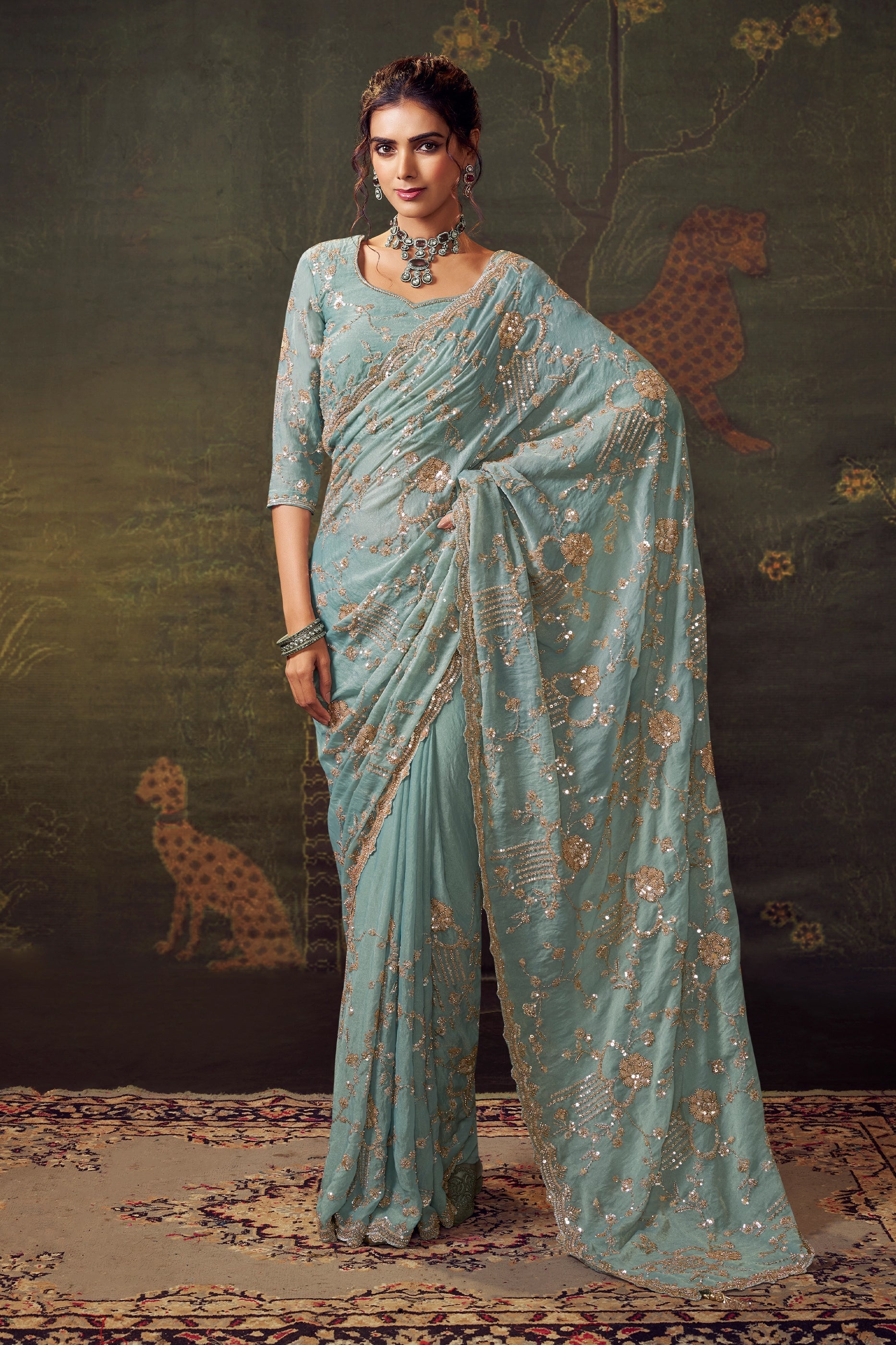 Powder Blue Embroidered Tissue Saree-SAR11176_1_SareeButa.com