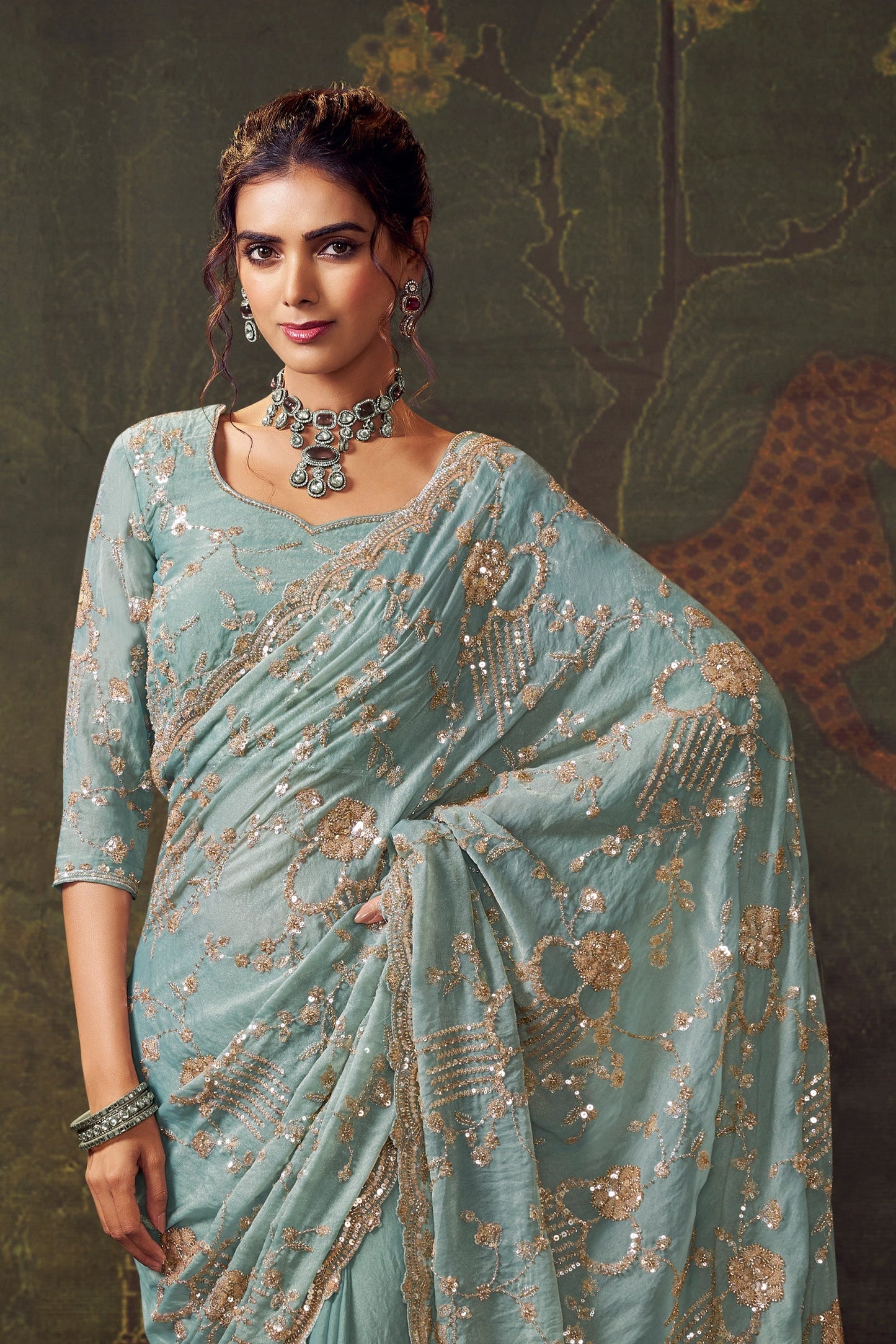 Powder Blue Embroidered Tissue Saree-SAR11176_3_SareeButa.com
