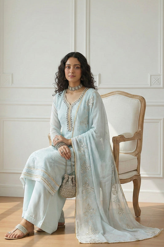 Powder Blue Readymade Embroidered Georgette Suit-SAR11640_2_SareeButa.com