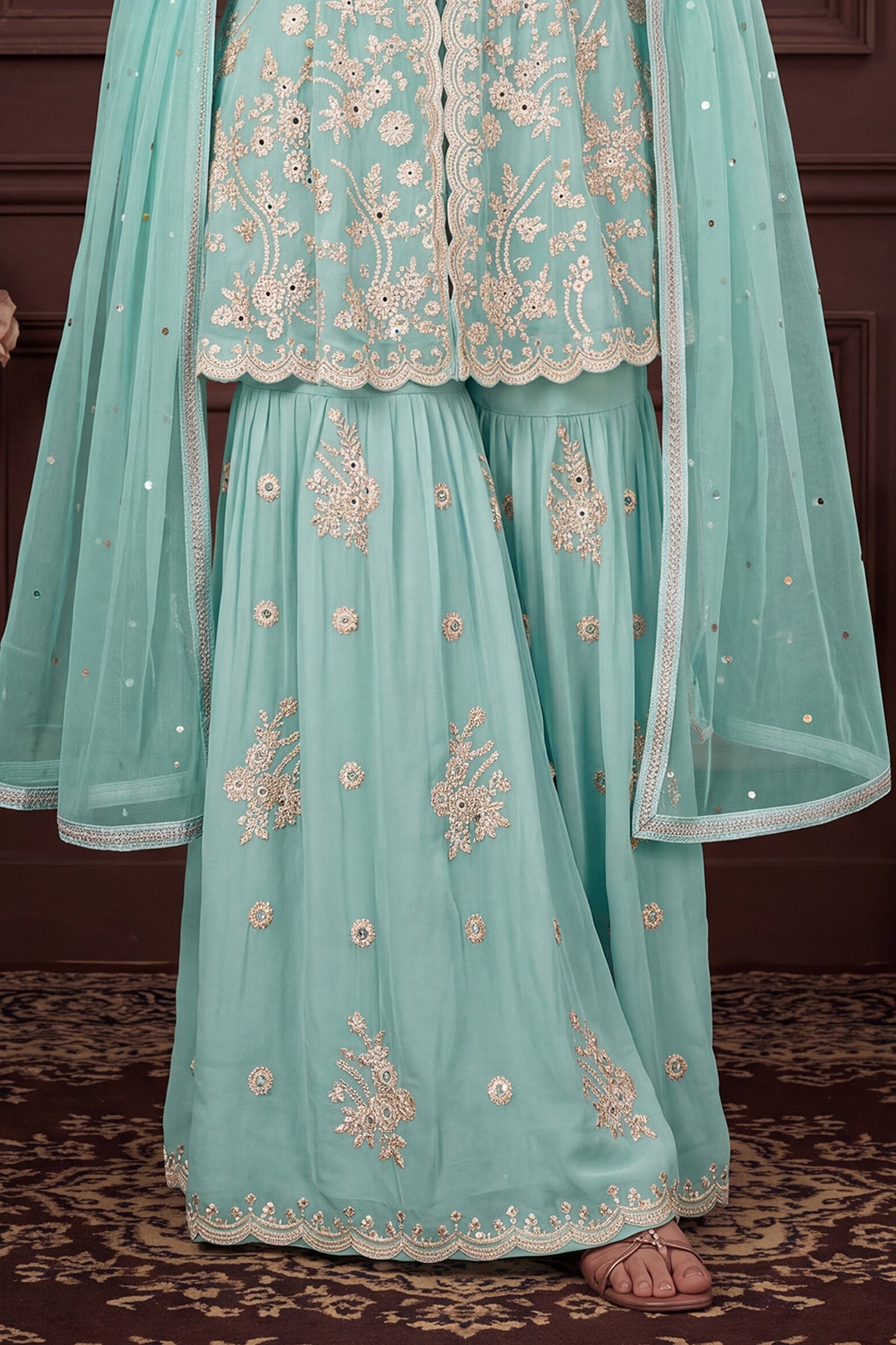 Powder Blue Readymade Georgette Sharara Suit-SAR13349_6_SareeButa.com