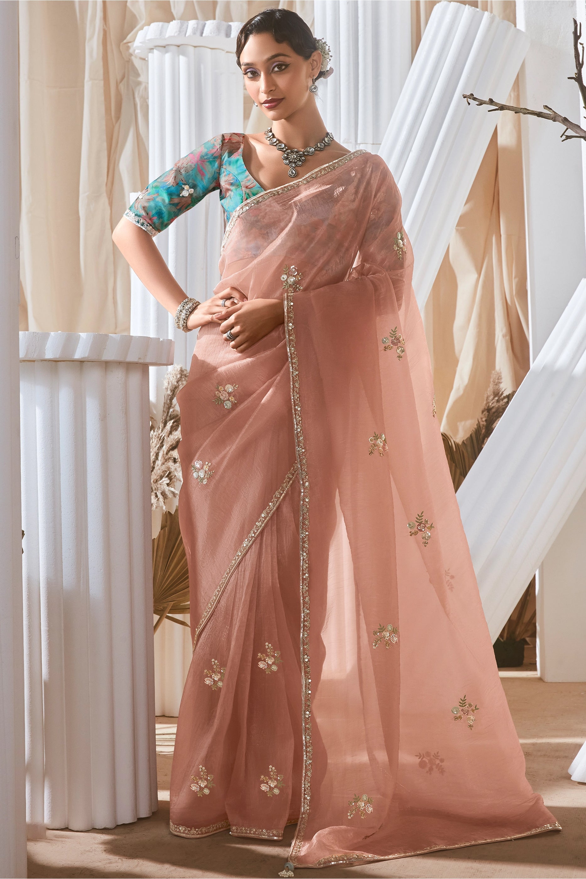 Powder Pink Embroidered Tissue Silk Saree-SAR10220_1_SareeButa.com