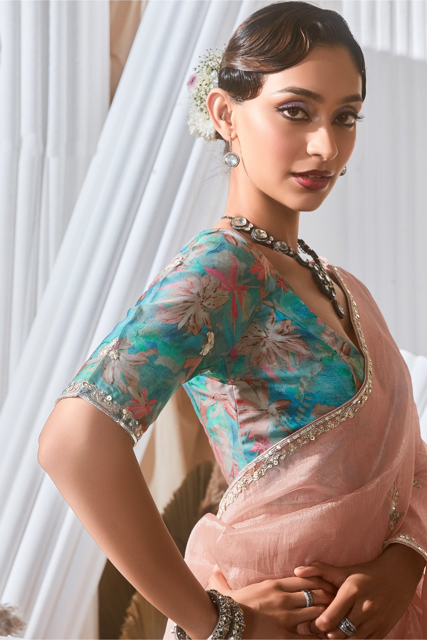 Powder Pink Embroidered Tissue Silk Saree-SAR10220_2_SareeButa.com
