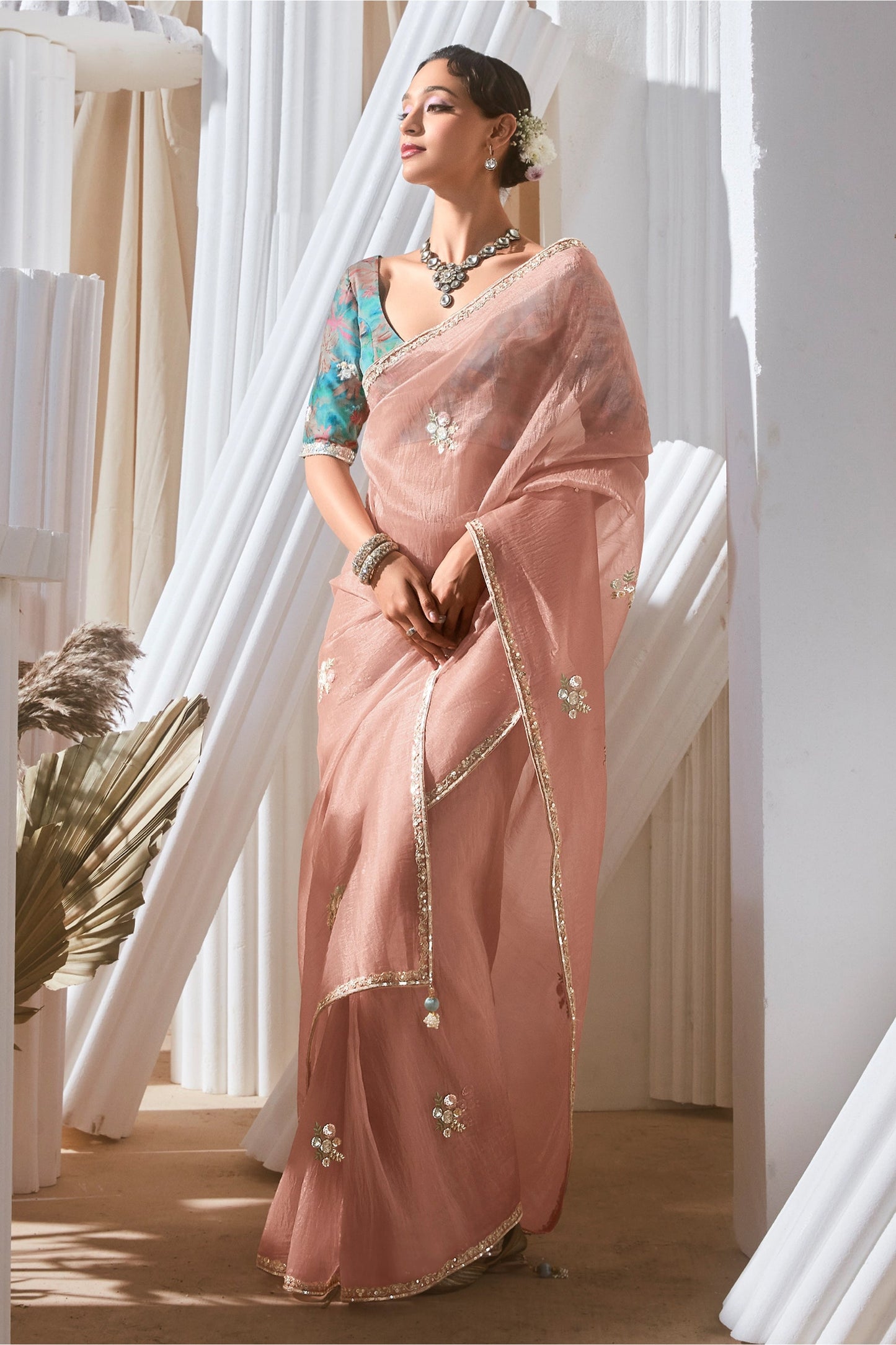 Powder Pink Embroidered Tissue Silk Saree-SAR10220_4_SareeButa.com