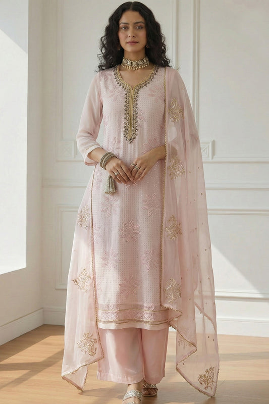 Powder Pink Readymade Embroidered Georgette Suit-SAR11643_1_SareeButa.com