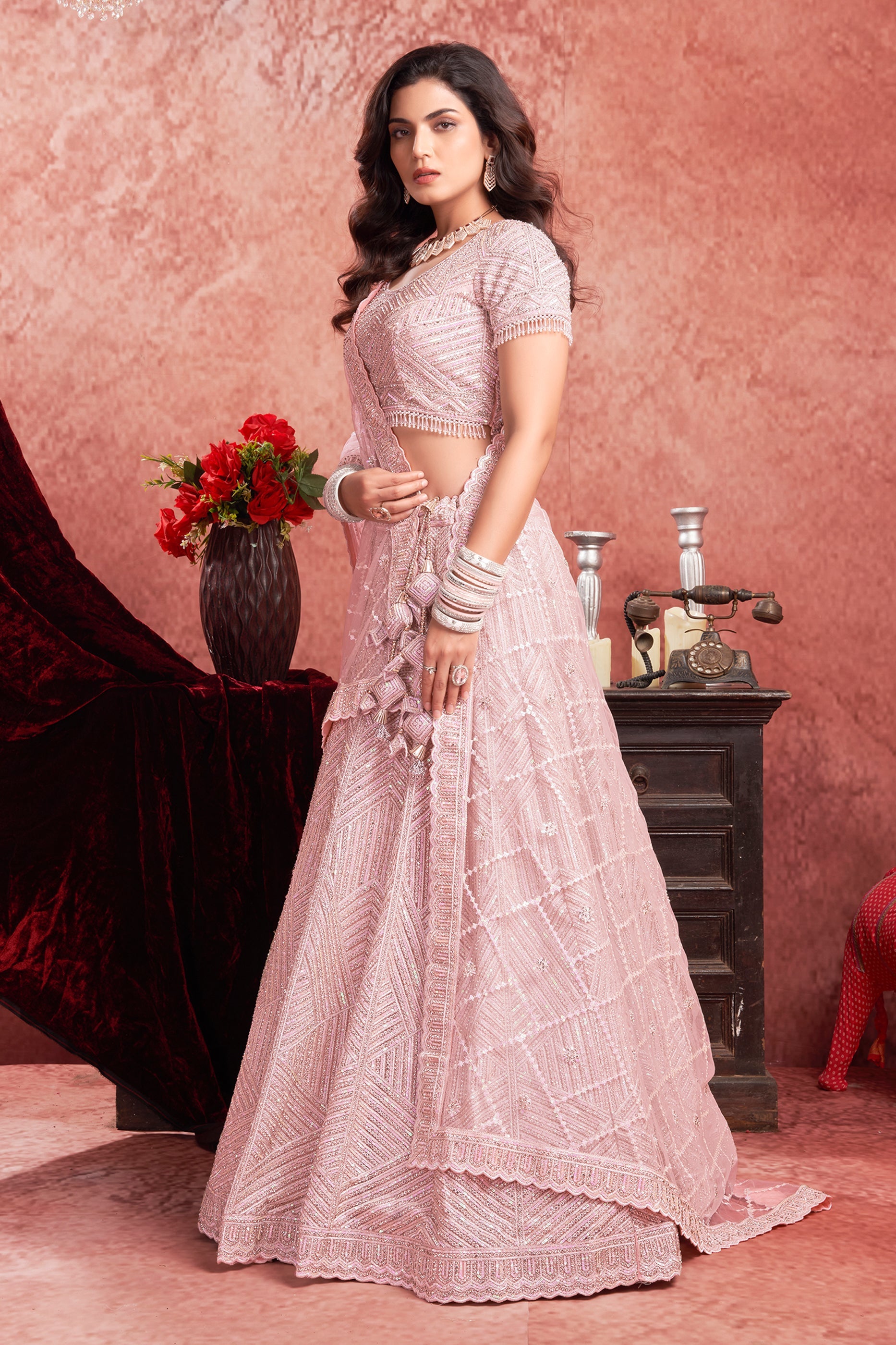 Powder Pink Readymade Embroidered Net Lehenga-SAR10716_4_SareeButa.com