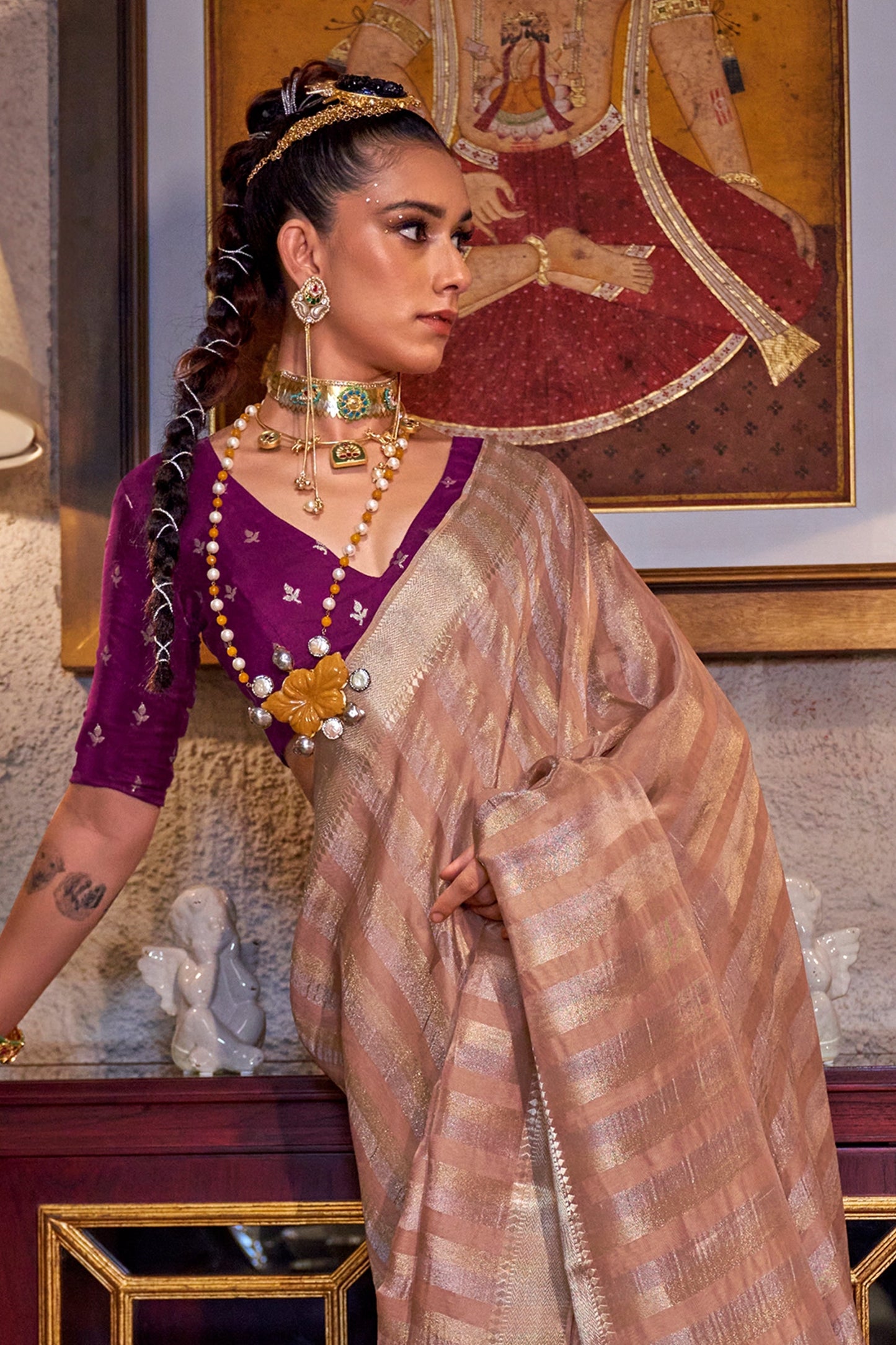 Powder Pink Woven Viscose Saree-SAR11477_3_SareeButa.com